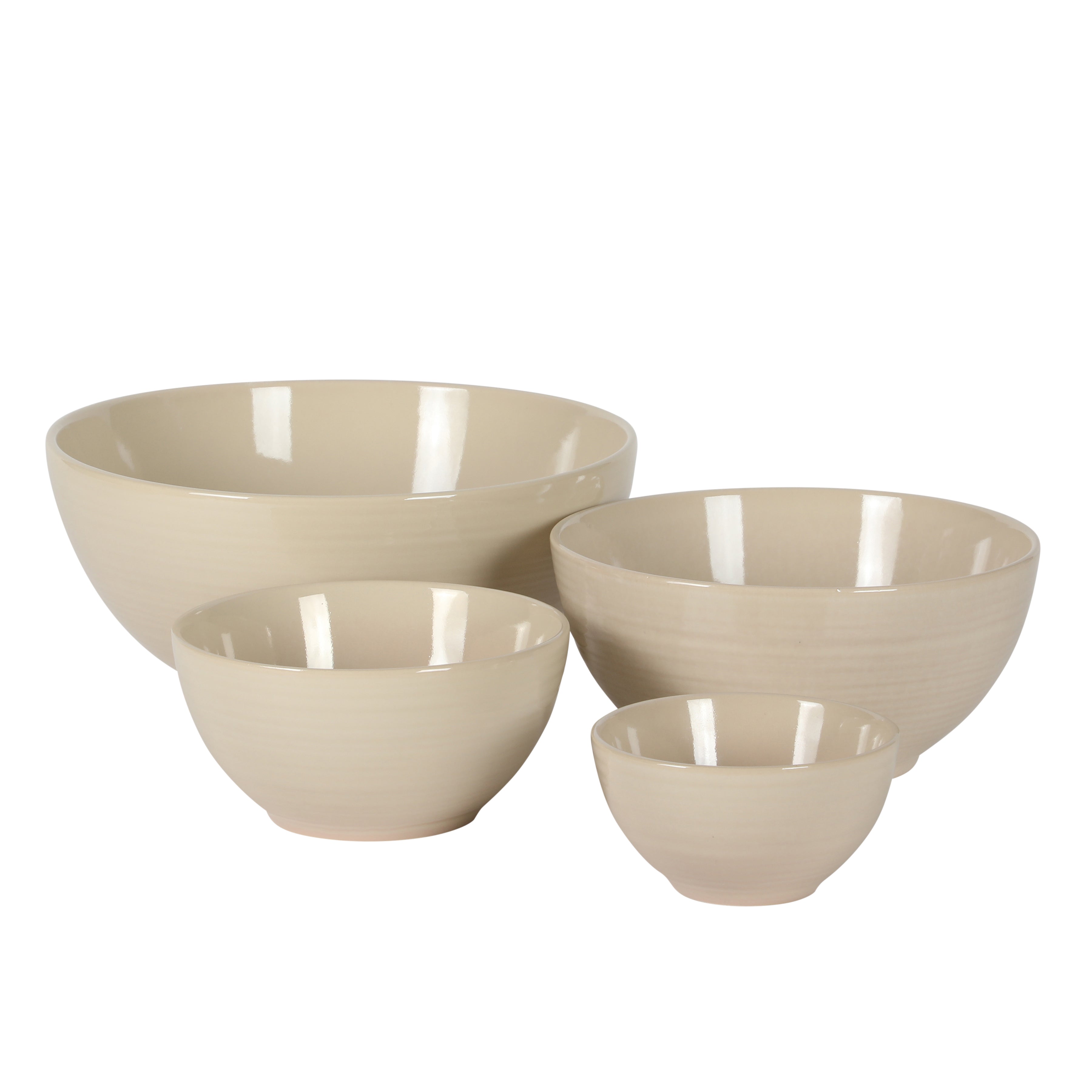 Gibson Elite Maple Grove 4-Piece Stoneware Nesting Bowl Set, Reactive Glaze Mixing and Serving Bowls, Dishwasher Safe