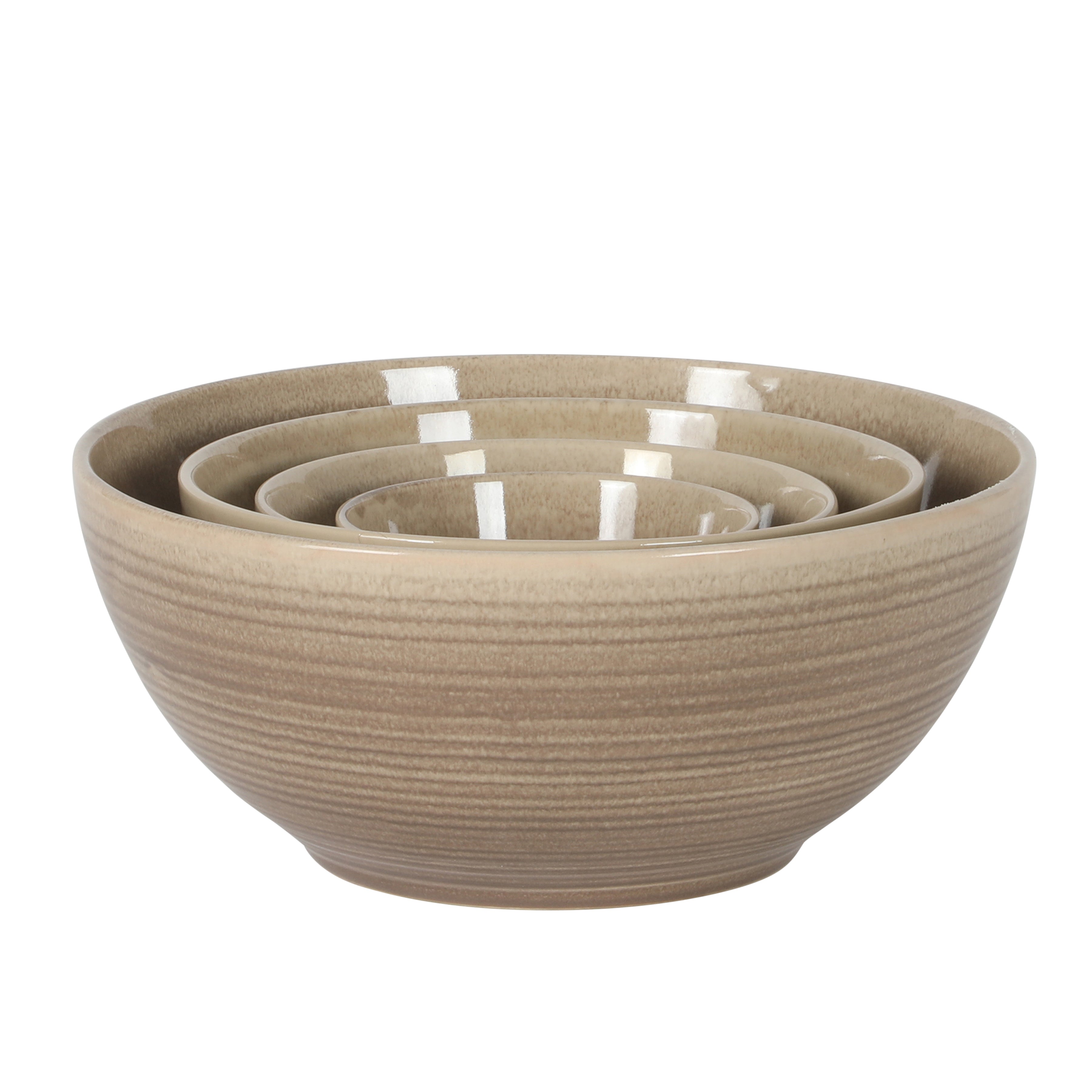 Gibson Elite Maple Grove 4-Piece Stoneware Nesting Bowl Set, Reactive Glaze Mixing and Serving Bowls, Dishwasher Safe