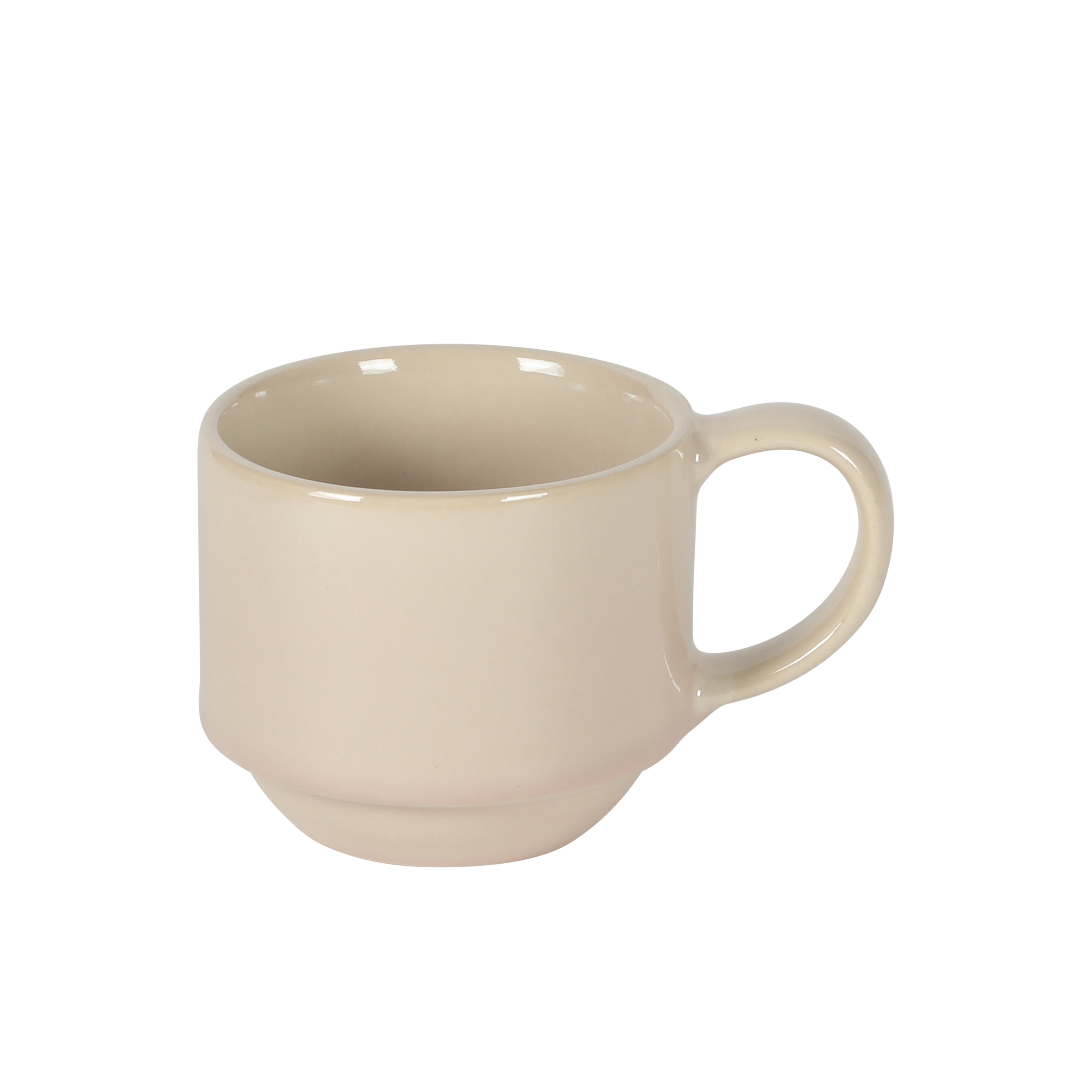 Gibson Elite Sunrise Hills 9-Piece Stackable Stoneware Cup and Saucer Set with Metal Rack, 6 oz, Service for 4, Dishwasher Safe