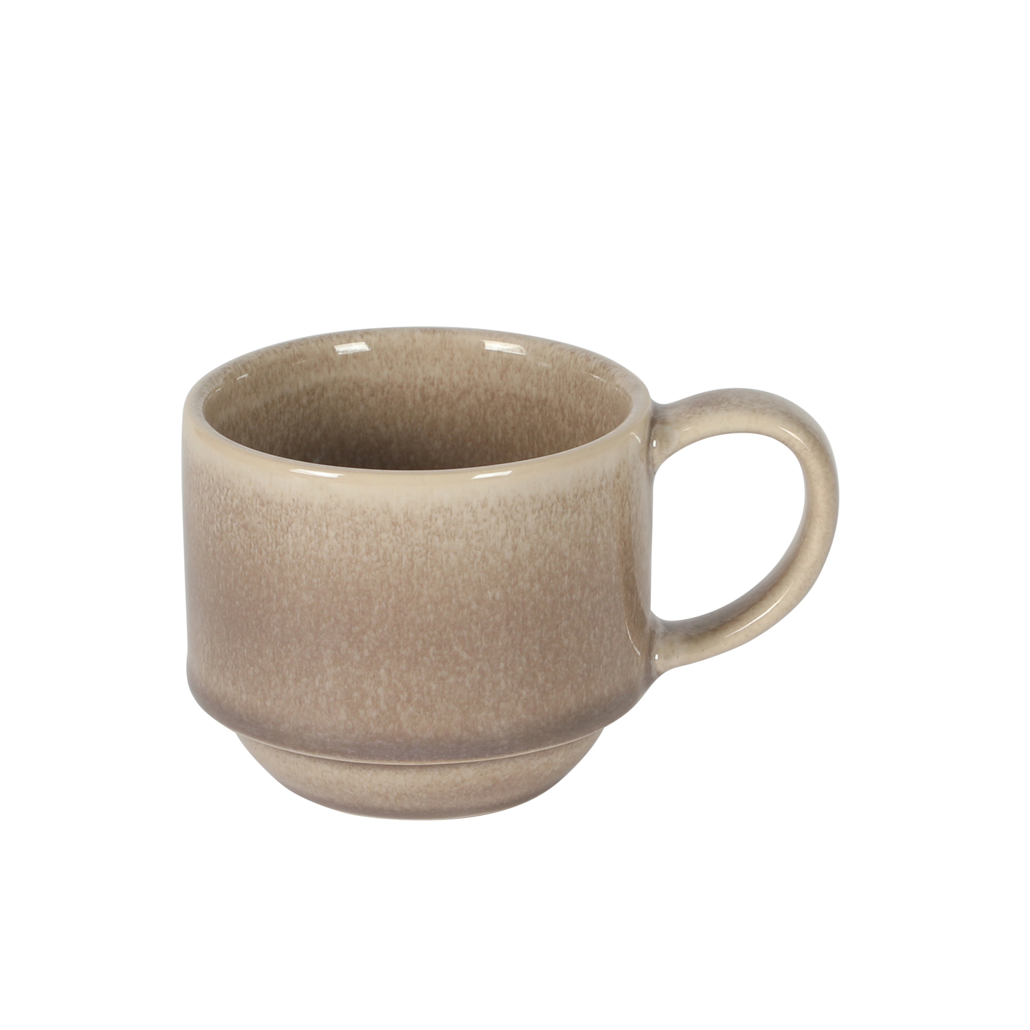 Gibson Elite Sunrise Hills 9-Piece Stackable Stoneware Cup and Saucer Set with Metal Rack, 6 oz, Service for 4, Dishwasher Safe