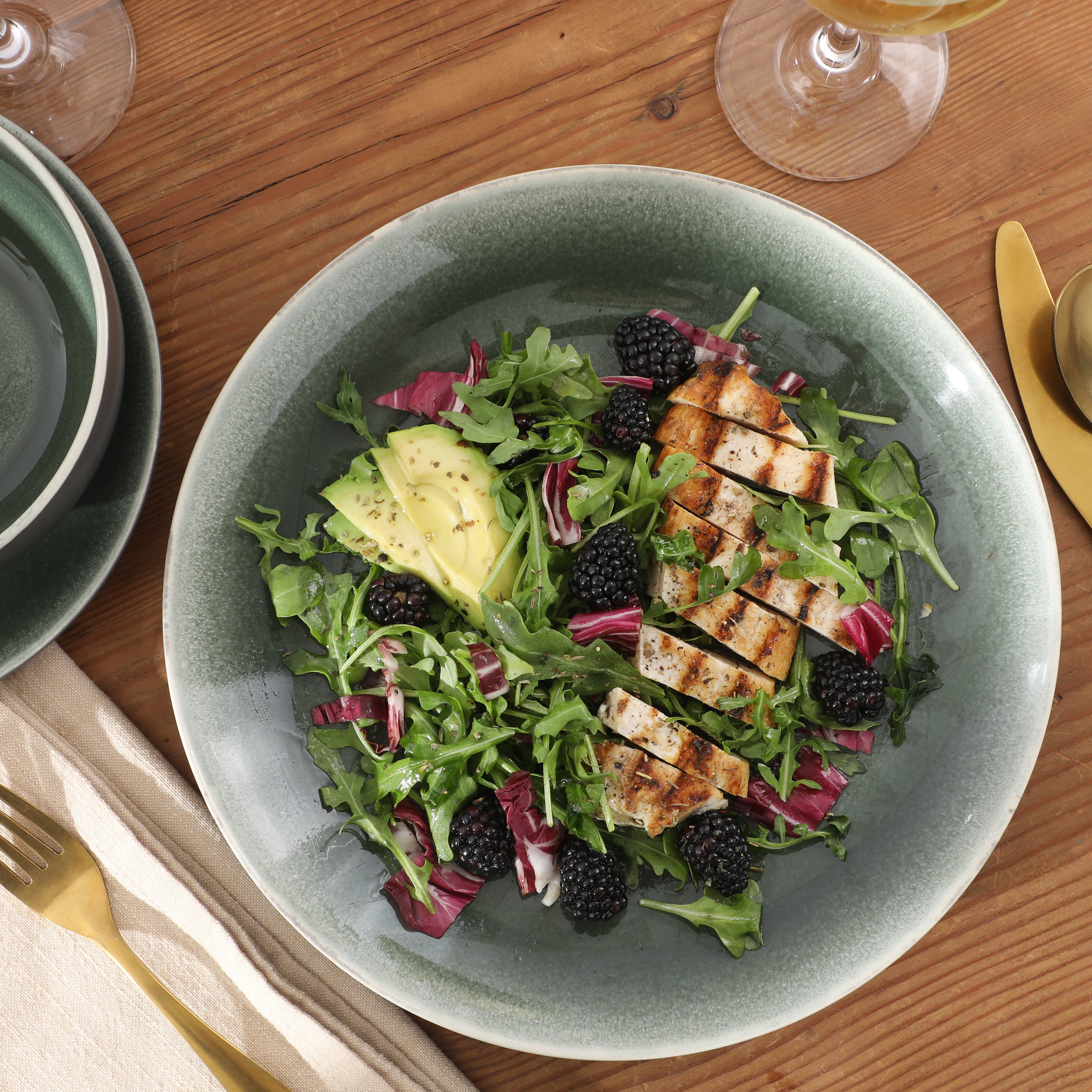 Gibson Elite Pine Coast Plates and Bowls Sets, 12-Piece Stoneware Dinnerware Sets, Reactive Glaze Dish Set