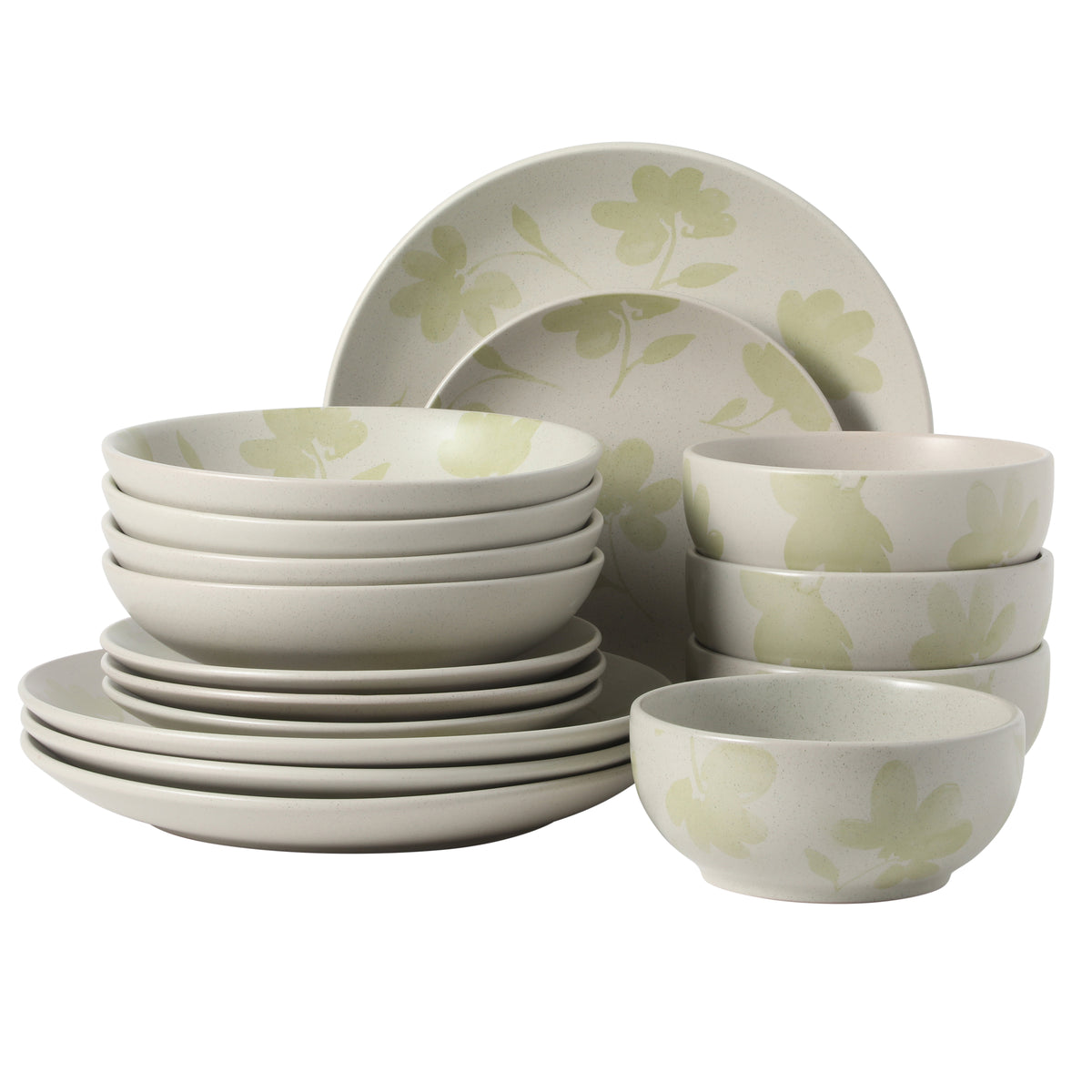 Gibson Home Admiral Hall Plates and Bowls Set, 16-Piece Floral Dinnerware Set, Stoneware Dish Set, Dinner Plates, Salad Plates, Pasta Bowls & Cereal Bowls