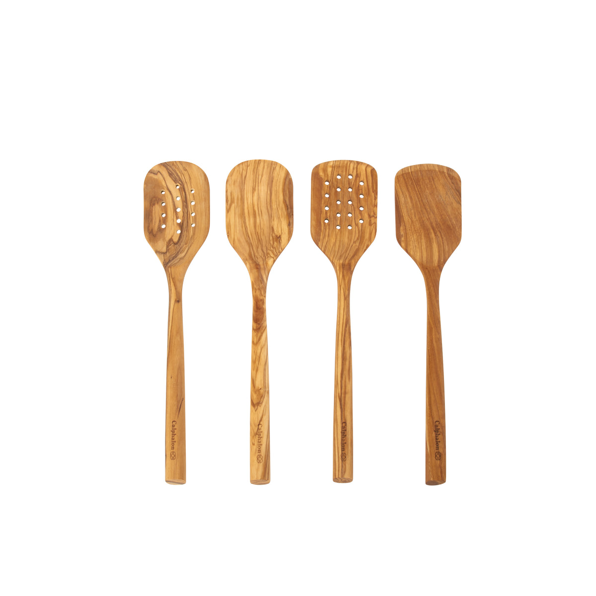 Calphalon Edge Olive Wood Cooking Utensil Set, 13 Inch Spoons and Turners, 4 Piece
