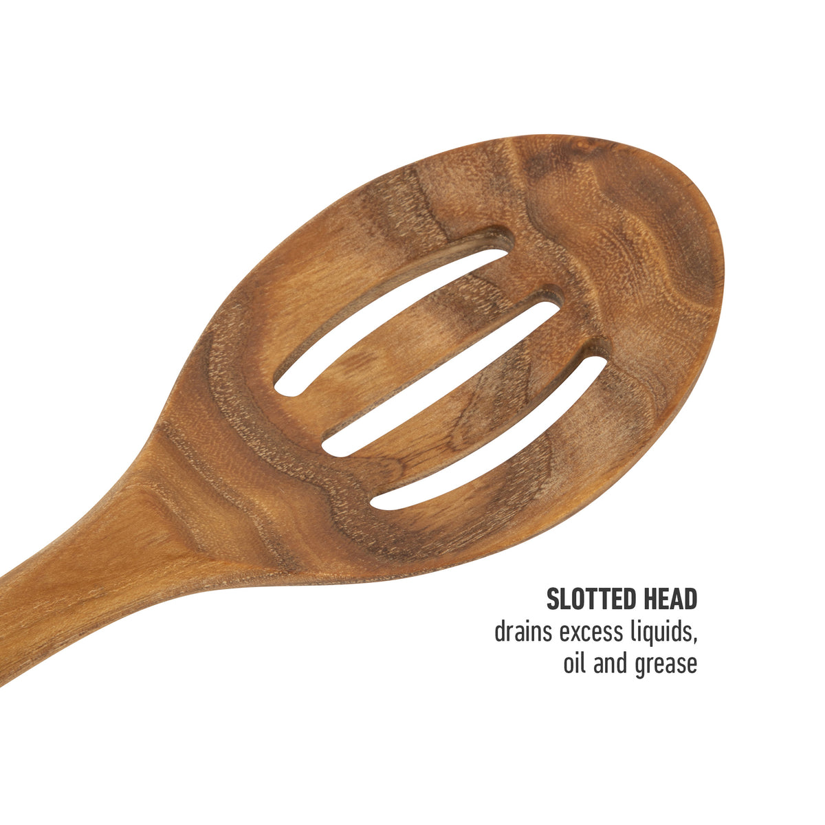 Calphalon Edge Teak Wood Cooking Utensil Set, 13 Inch Spoons and Turners, 4 Piece