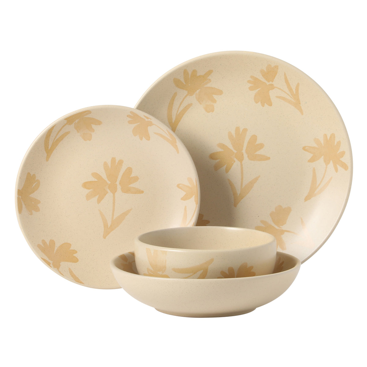 Gibson Home Admiral Hall Plates and Bowls Set, 16-Piece Floral Dinnerware Set, Stoneware Dish Set, Dinner Plates, Salad Plates, Pasta Bowls & Cereal Bowls