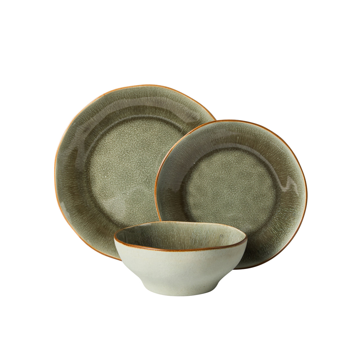 Gibson Elite Wild Archer Plates and Bowls Set, 12 Piece Stoneware Dinnerware Set for 4, Reactive Glaze, Dishwasher & Microwave Safe