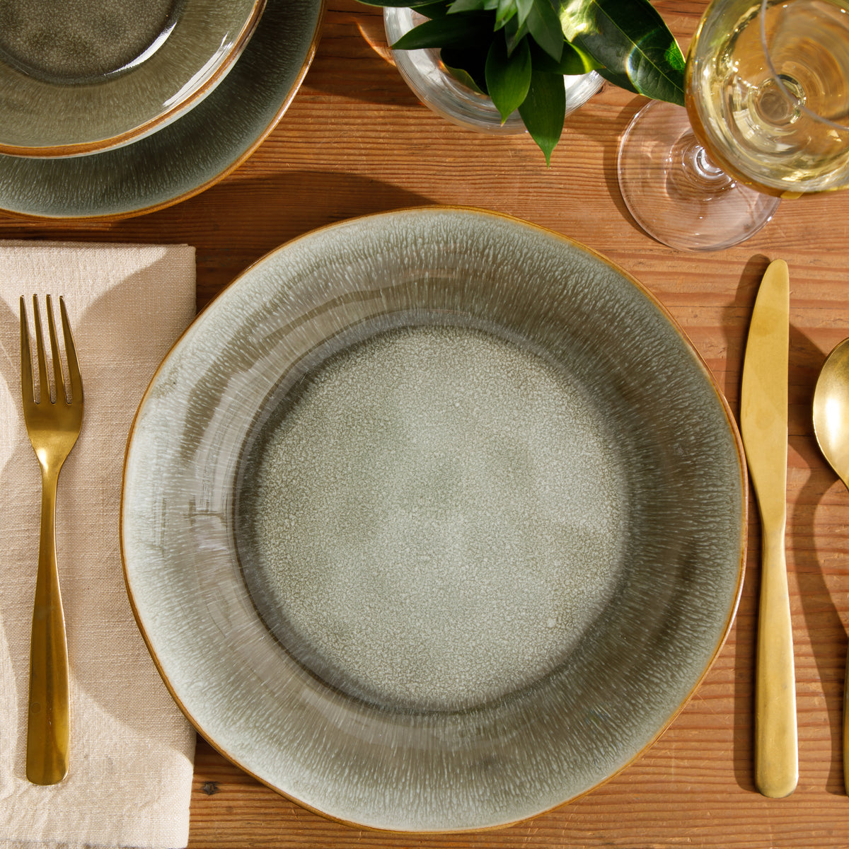 Gibson Elite Wild Archer Plates and Bowls Set, 12 Piece Stoneware Dinnerware Set for 4, Reactive Glaze, Dishwasher & Microwave Safe