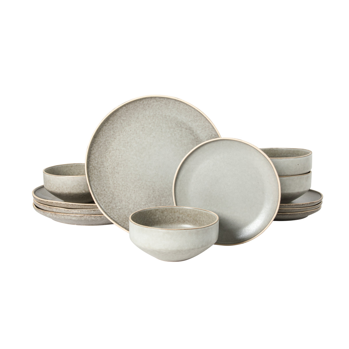 Gibson Elite Lake Country Plates and Bowls Set, 12 Piece Stoneware Dinnerware Set for 4, Reactive Glaze, Dishwasher & Microwave Safe