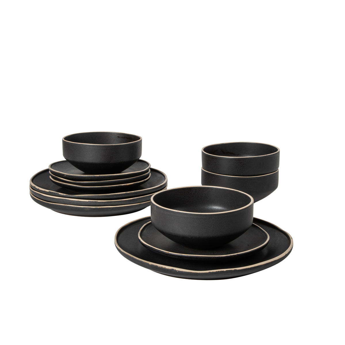 Gibson Elite Lake Country Plates and Bowls Set, 12 Piece Stoneware Dinnerware Set for 4, Reactive Glaze, Dishwasher & Microwave Safe
