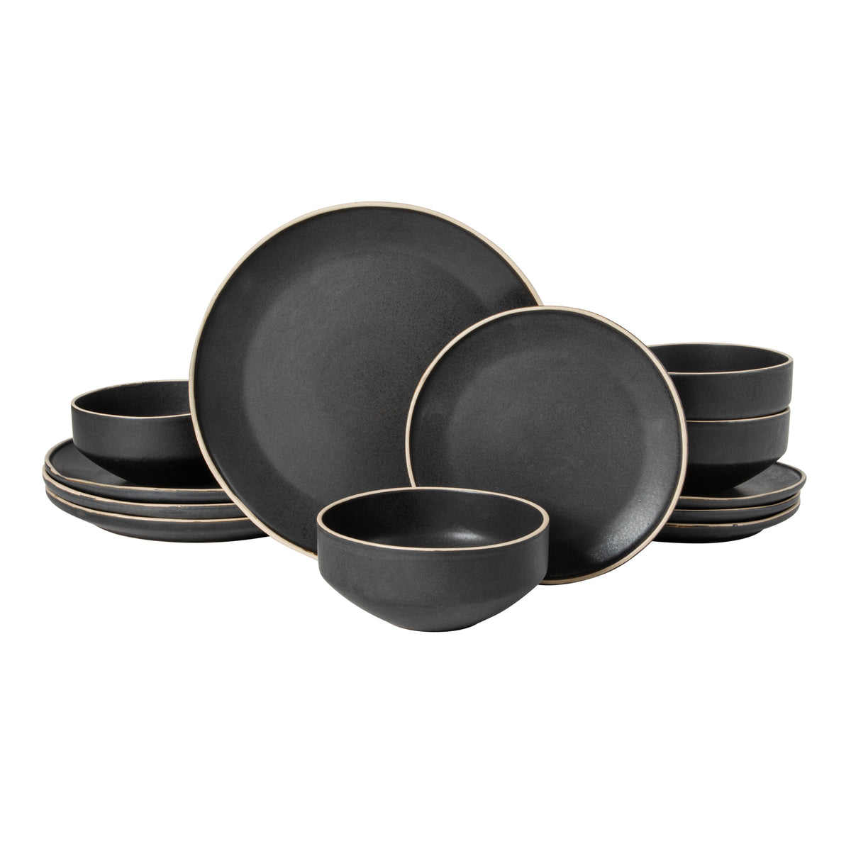 Gibson Elite Lake Country Plates and Bowls Set, 12 Piece Stoneware Dinnerware Set for 4, Reactive Glaze, Dishwasher & Microwave Safe