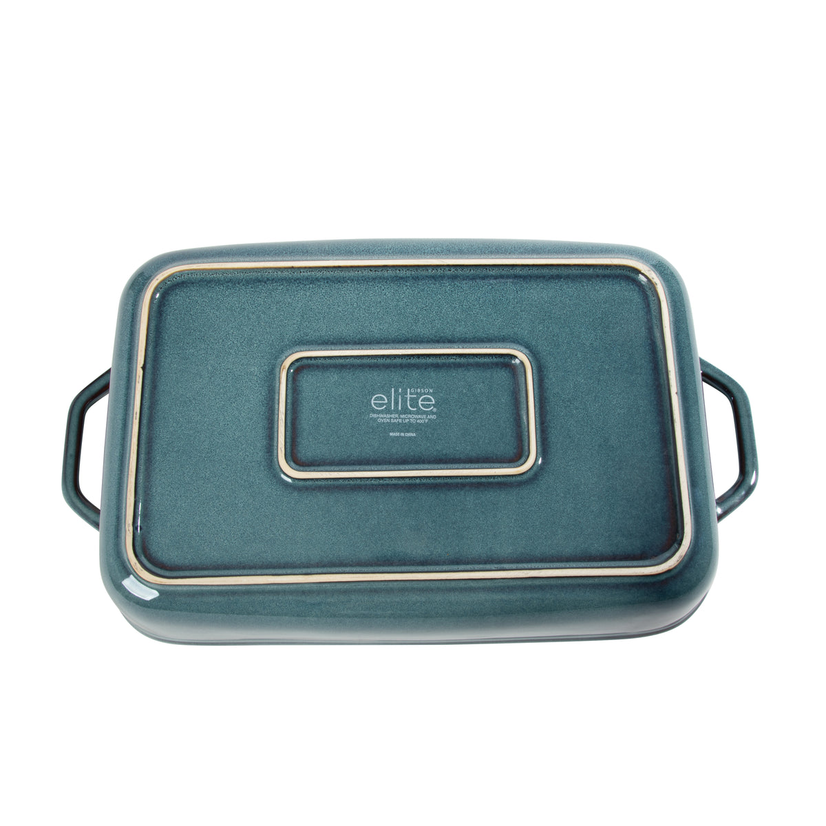 Gibson Elite Blue Eagle Casserole Dish, Oven Safe Ceramic Stoneware Baking Dish, Lasagna Pan with Handles, Reactive Glaze, 4.2 Qt, 16.7 x 9.6 in