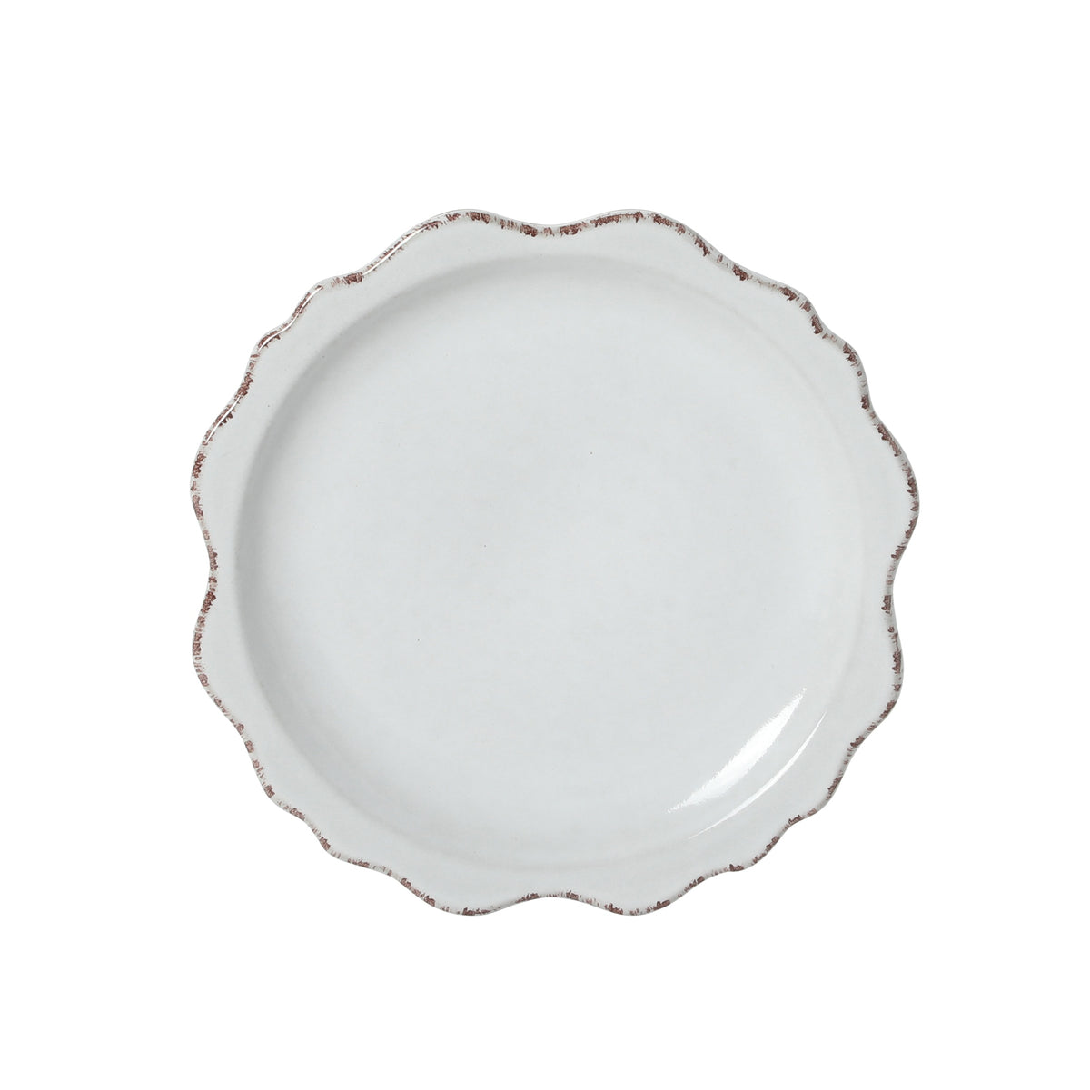 Gibson Elite Kennon Road Plates and Bowls Set, 12-Piece Dinnerware Set, White Scalloped Stoneware Dishes, Dinner Plates, Salad Plates & Cereal Bowls, Reactive Glaze