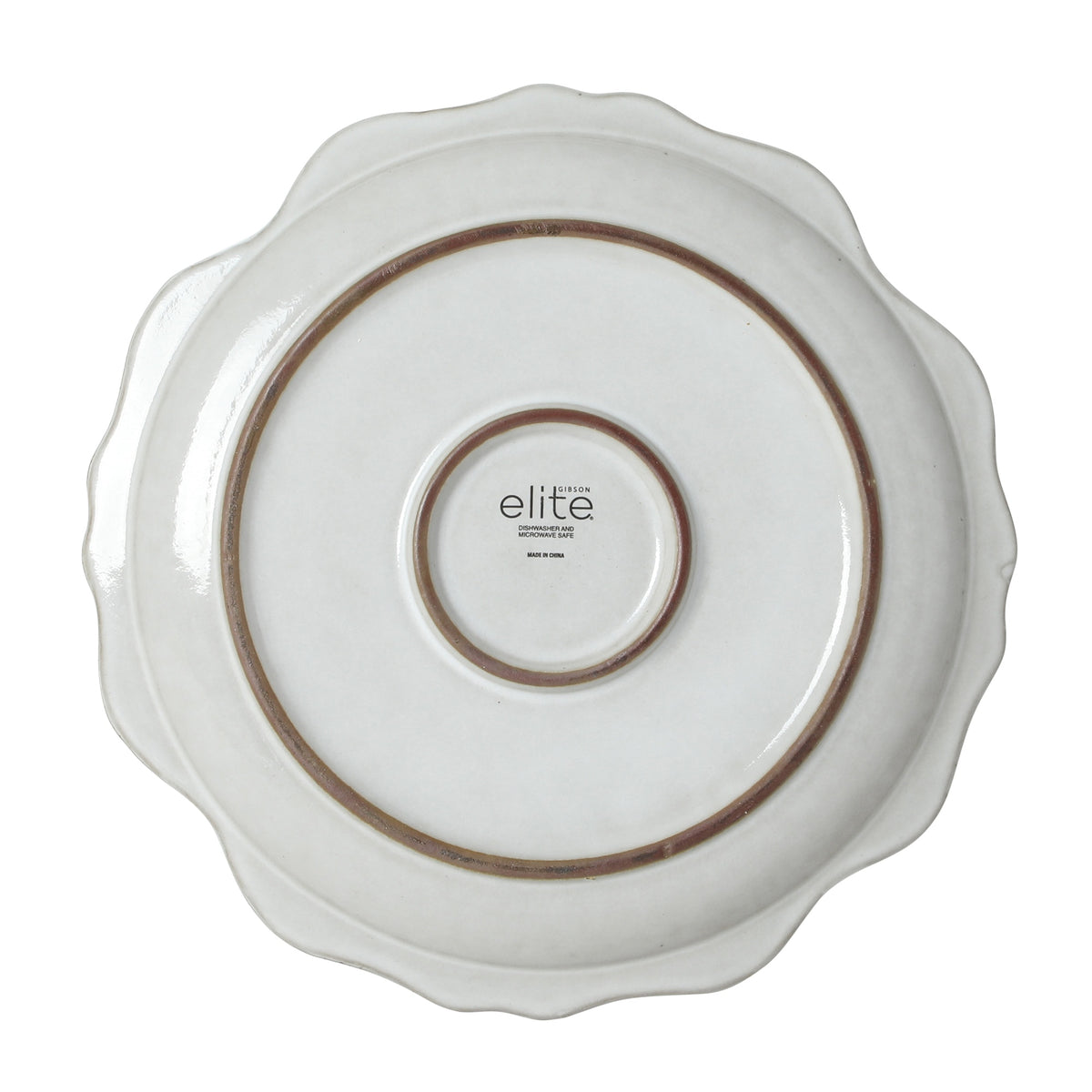 Gibson Elite Kennon Road Plates and Bowls Set, 12-Piece Dinnerware Set, White Scalloped Stoneware Dishes, Dinner Plates, Salad Plates & Cereal Bowls, Reactive Glaze