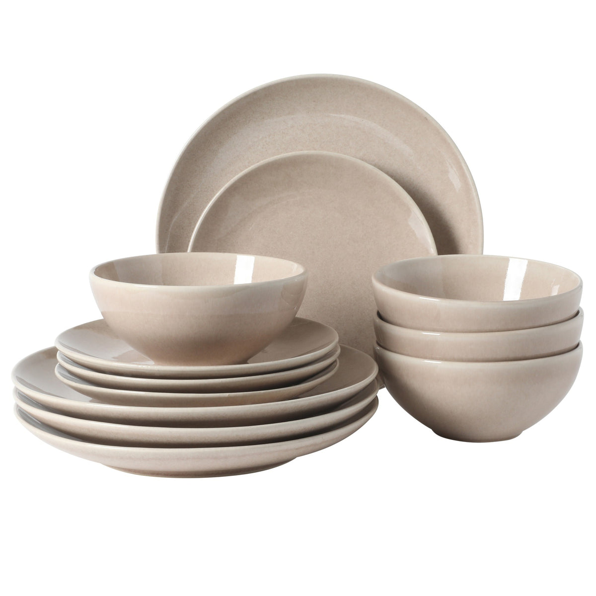 Gibson Elite Castle Peak Plates and Bowls Set, 12-Piece Dinnerware Set, Reactive Glaze Stoneware Dishes, Dinner Plates, Salad Plates & Cereal Bowls