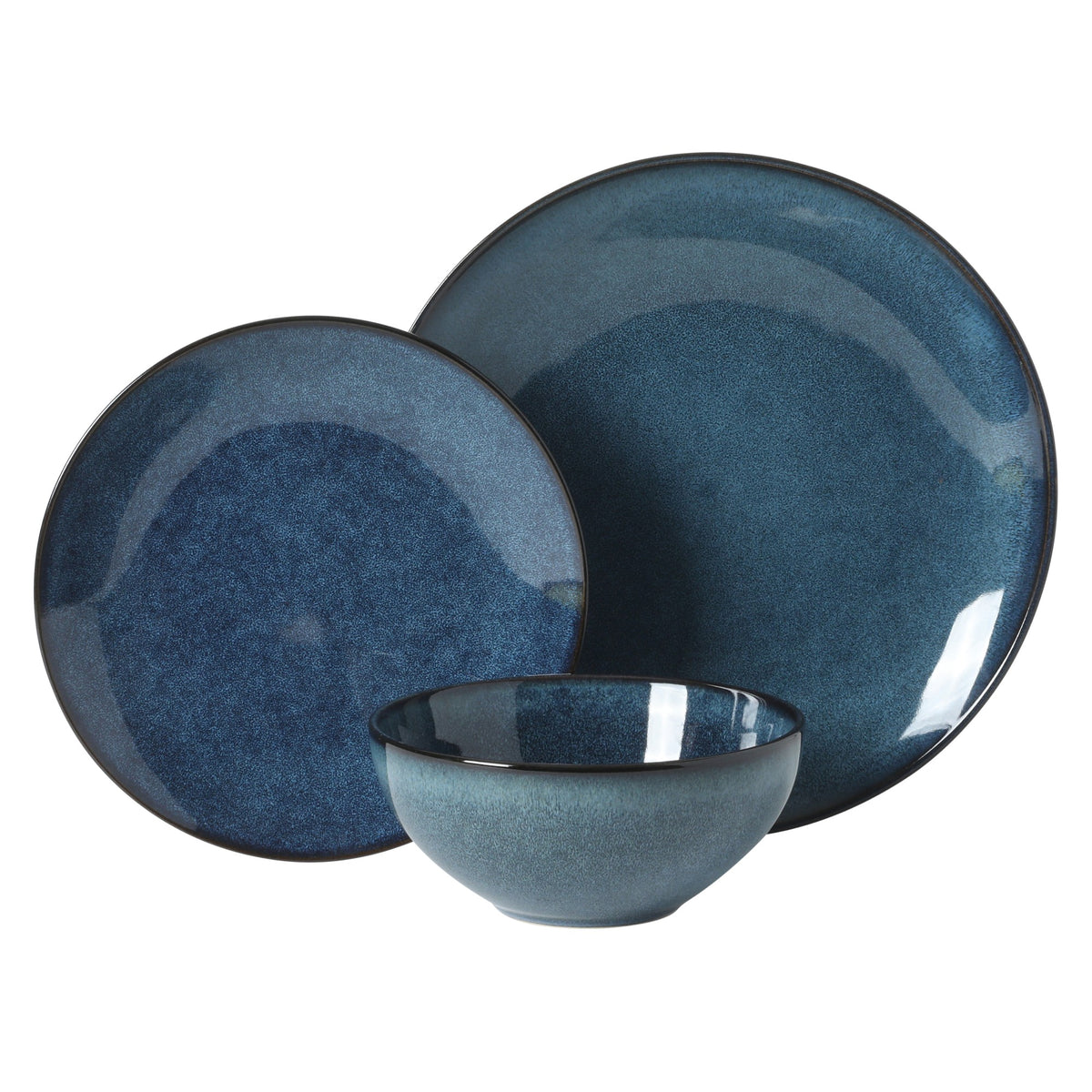 Gibson Elite Castle Peak Plates and Bowls Set, 12-Piece Dinnerware Set, Reactive Glaze Stoneware Dishes, Dinner Plates, Salad Plates & Cereal Bowls