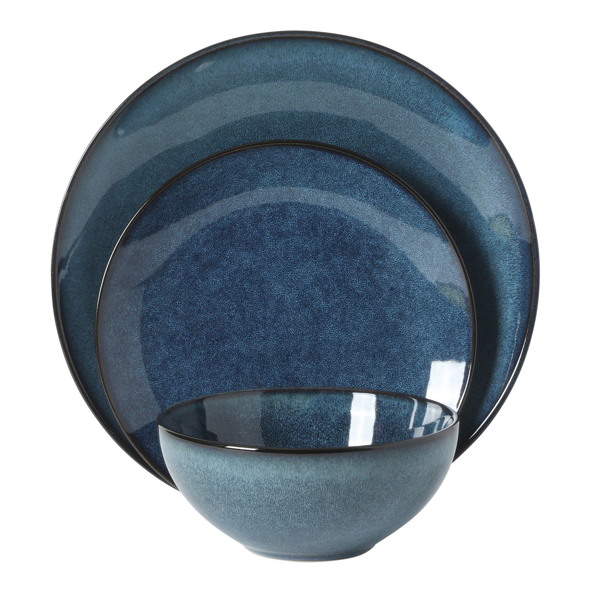 Gibson Elite Castle Peak Plates and Bowls Set, 12-Piece Dinnerware Set, Reactive Glaze Stoneware Dishes, Dinner Plates, Salad Plates & Cereal Bowls