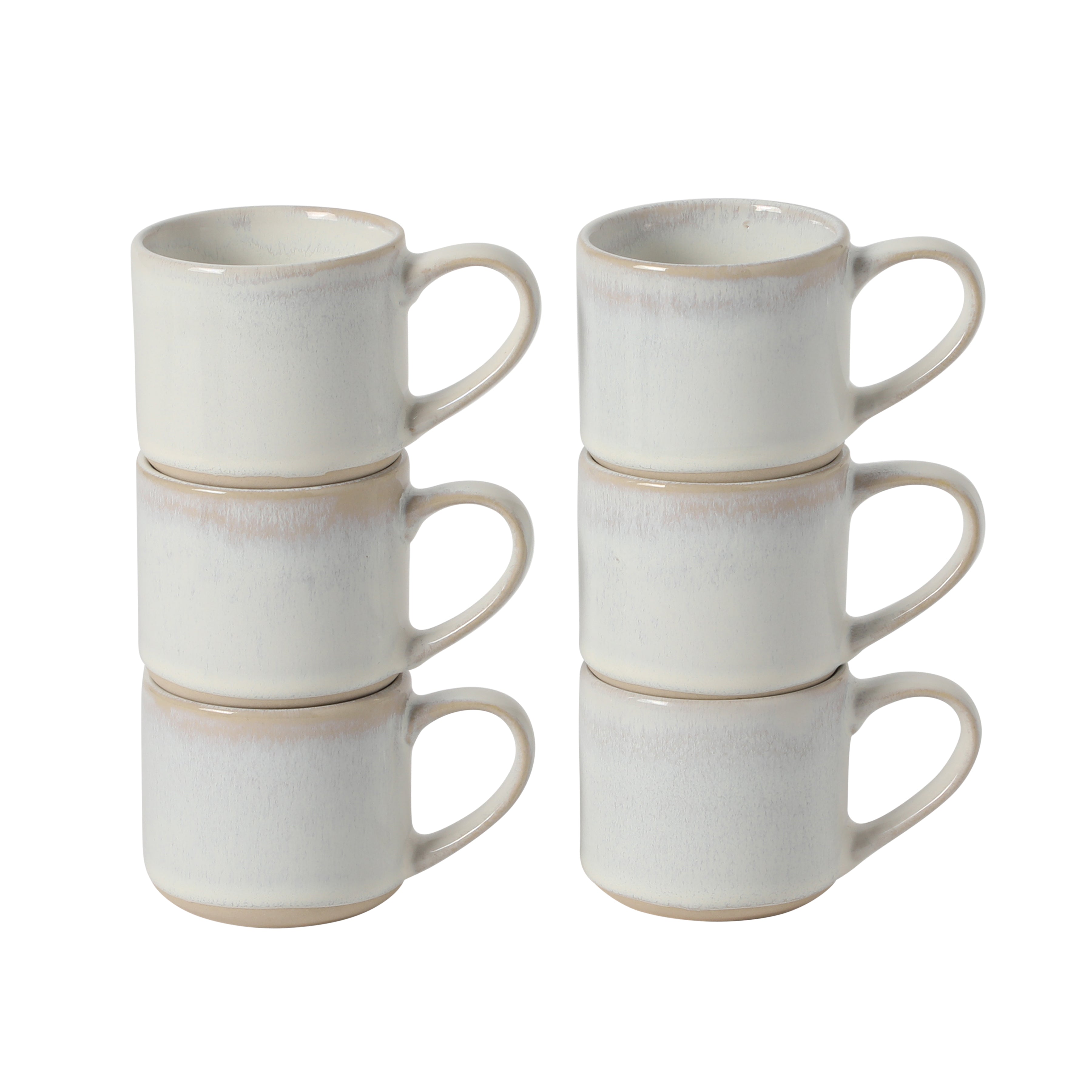 Mr. Coffee Whims Espresso Cups Set of 6, 3.7 oz Stoneware Demitasse Espresso Shot Cups with Handles, Stackable Reactive Glaze Ceramic Coffee Cups