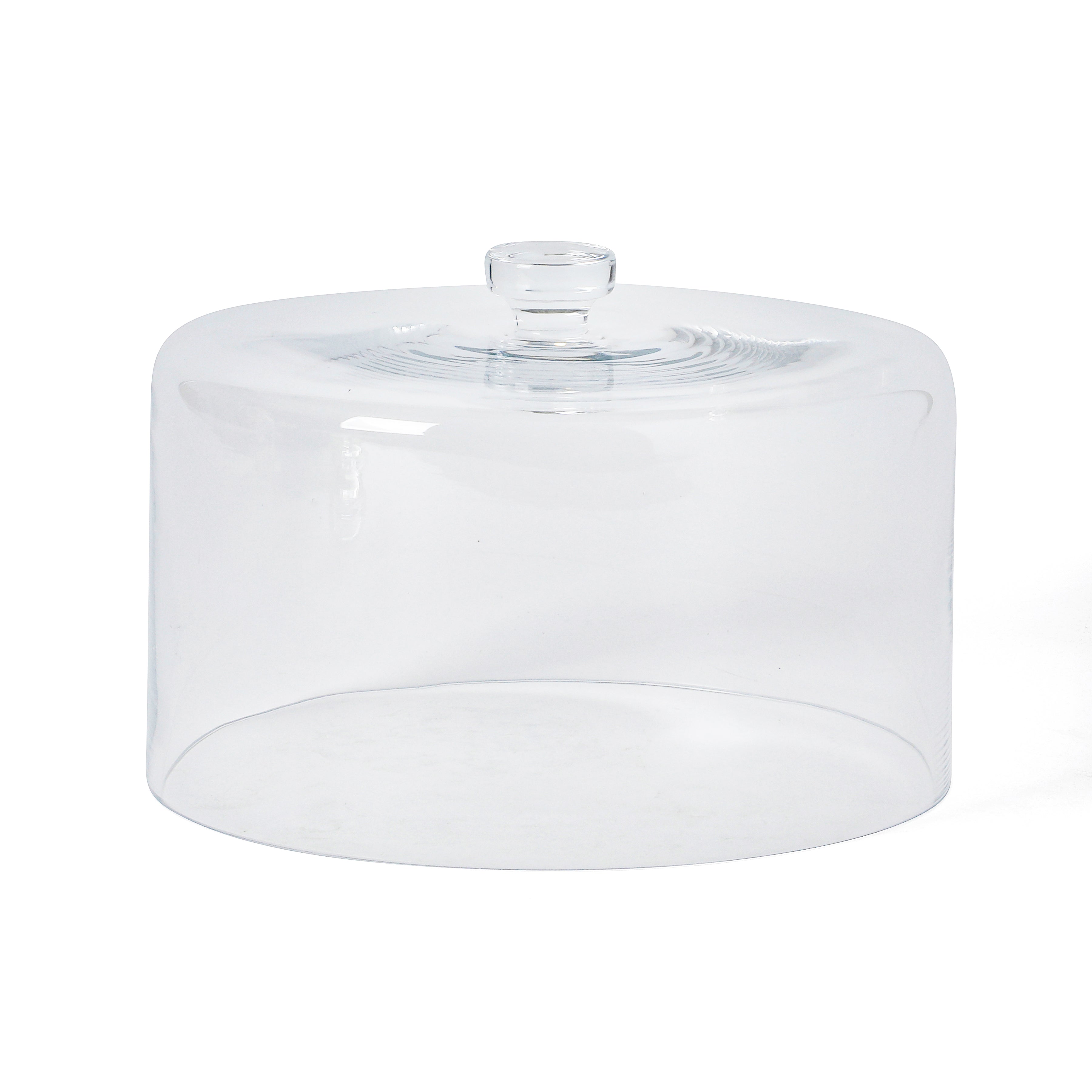 Martha Stewart Watercrest Glass Cake Stand with Dome, 10.2 Inch Clear Footed Pedestal Cake Stand with Glass Lid Cover, Handmade Glassware