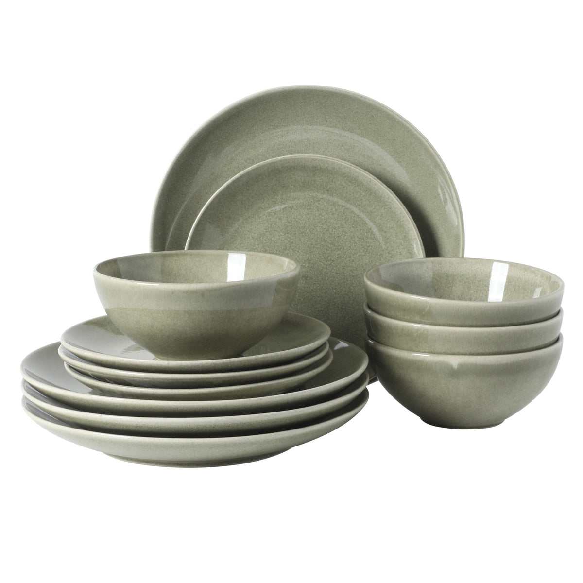 Gibson Elite Castle Peak Plates and Bowls Set, 12-Piece Dinnerware Set, Reactive Glaze Stoneware Dishes, Dinner Plates, Salad Plates & Cereal Bowls
