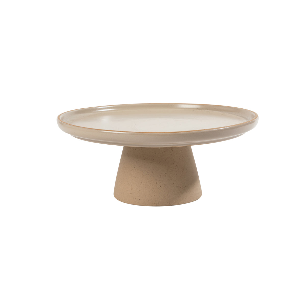 Gibson Elite Turtle Rock Cake Stand, 10 Inch Round Ceramic Stoneware Pedestal, Wedding Cake Plate & Dessert Riser, Taupe