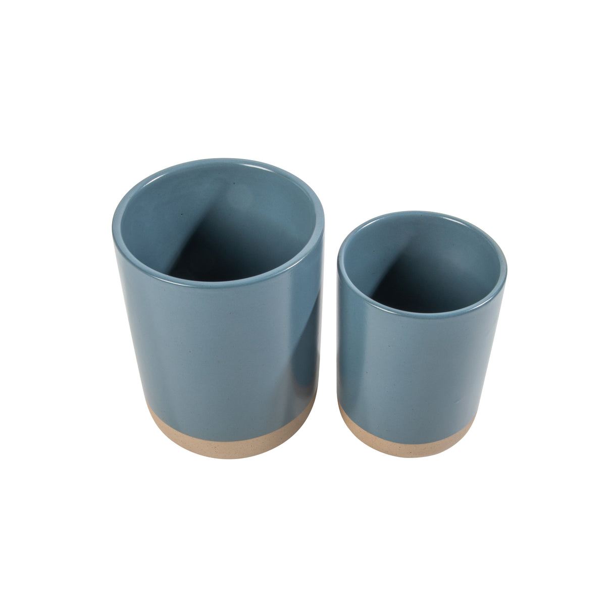 Gibson Elite Turtle Rock Kitchen Utensil Holder Set of 2, Ceramic Crock for Countertop, Spoon Caddy & Kitchen Counter Organizer, Taupe