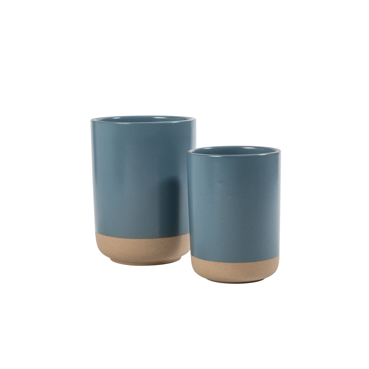 Gibson Elite Turtle Rock Kitchen Utensil Holder Set of 2, Ceramic Crock for Countertop, Spoon Caddy & Kitchen Counter Organizer, Taupe