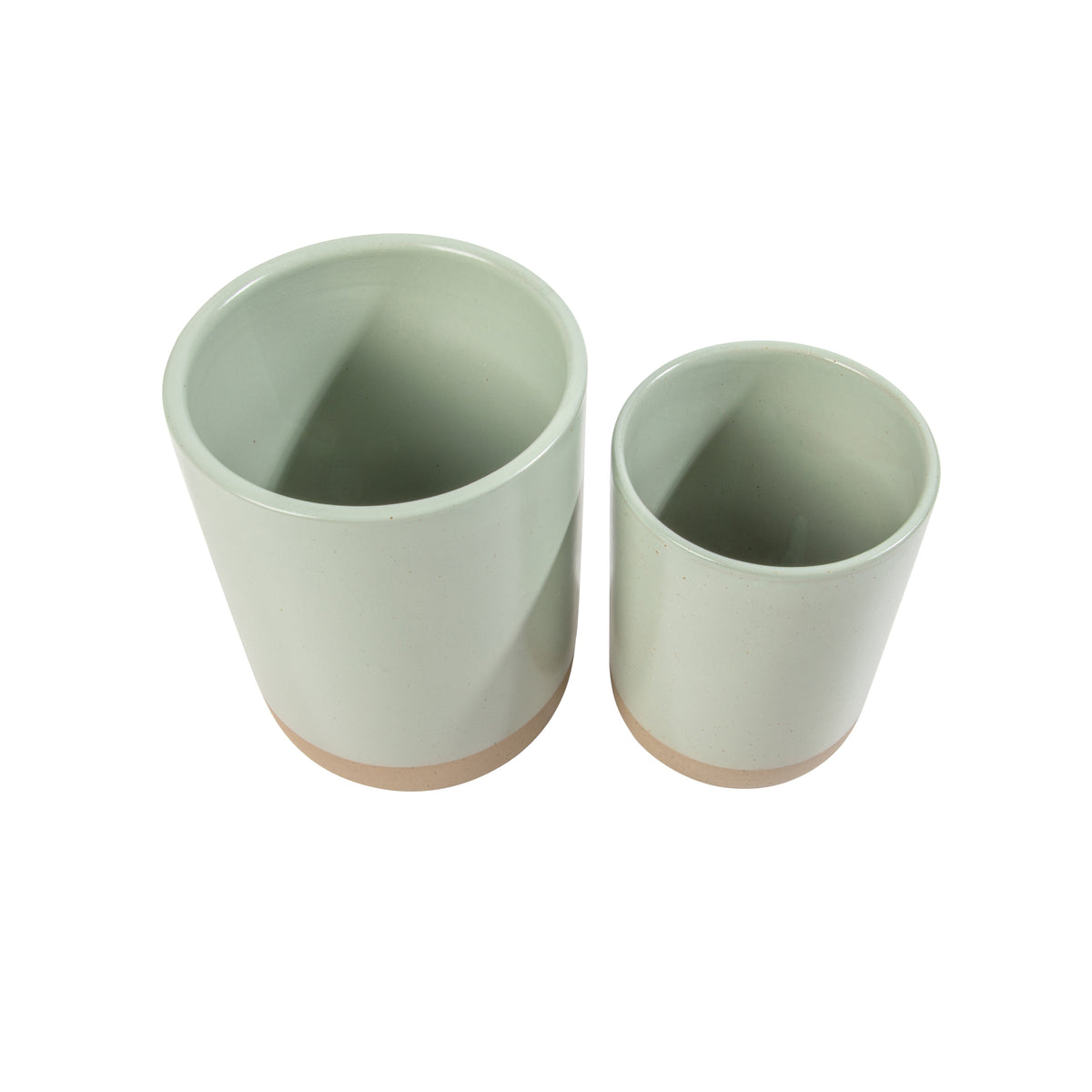 Gibson Elite Turtle Rock Kitchen Utensil Holder Set of 2, Ceramic Crock for Countertop, Spoon Caddy & Kitchen Counter Organizer, Taupe