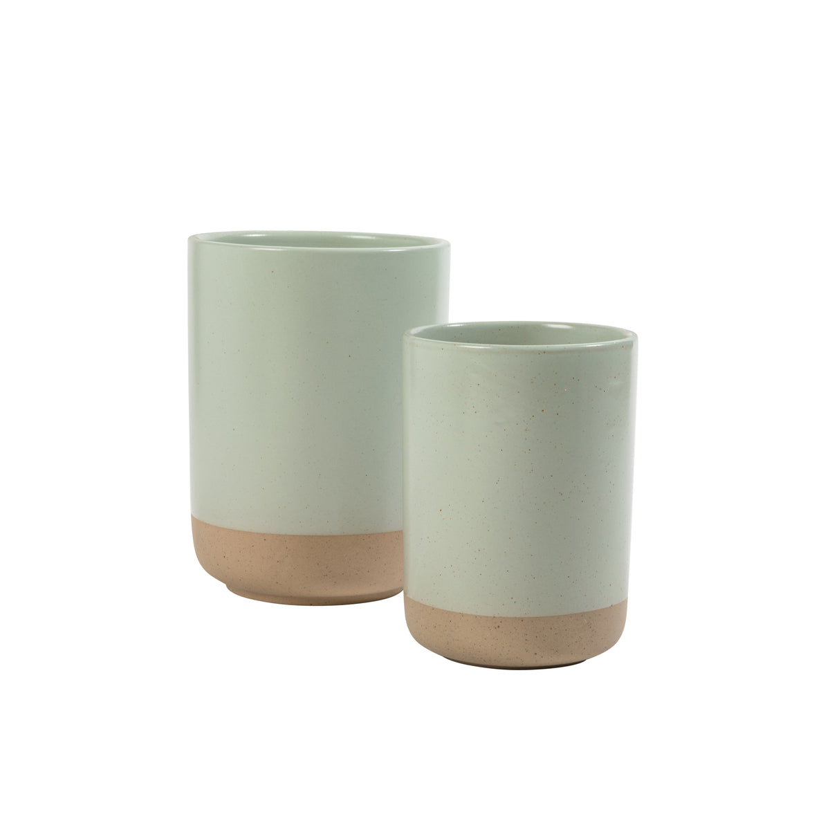 Gibson Elite Turtle Rock Kitchen Utensil Holder Set of 2, Ceramic Crock for Countertop, Spoon Caddy & Kitchen Counter Organizer, Taupe