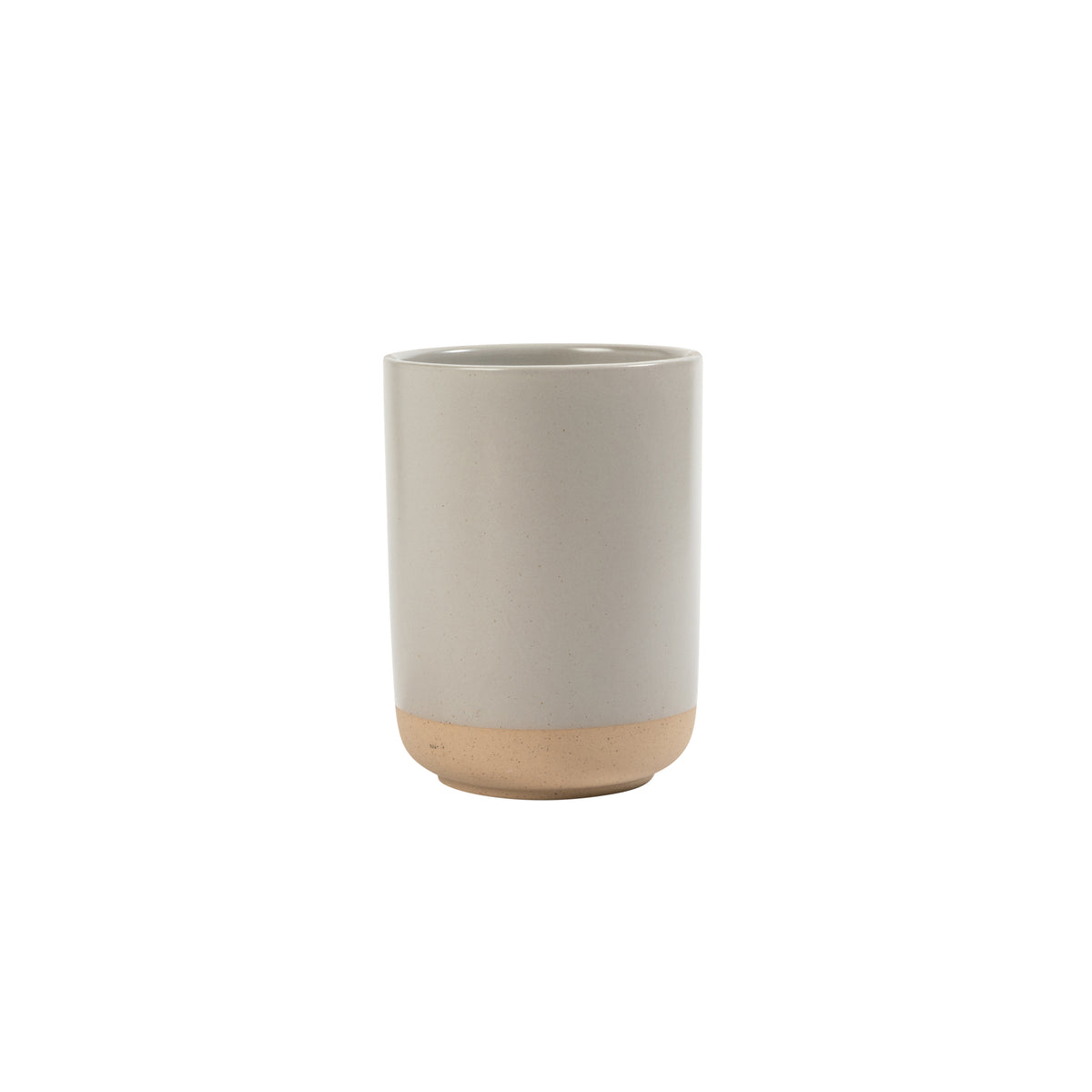 Gibson Elite Turtle Rock Kitchen Utensil Holder Set of 2, Ceramic Crock for Countertop, Spoon Caddy & Kitchen Counter Organizer, Taupe