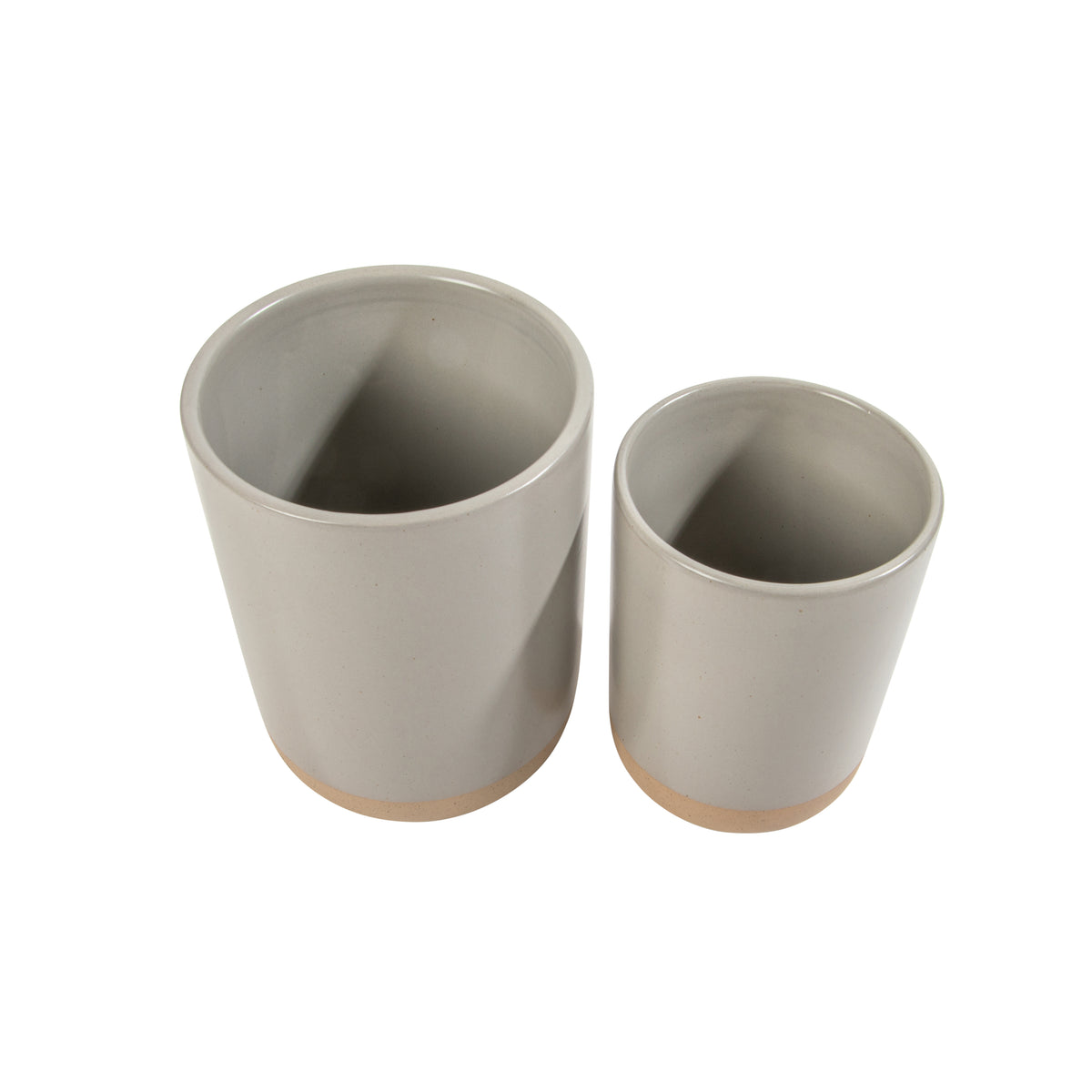 Gibson Elite Turtle Rock Kitchen Utensil Holder Set of 2, Ceramic Crock for Countertop, Spoon Caddy & Kitchen Counter Organizer, Taupe