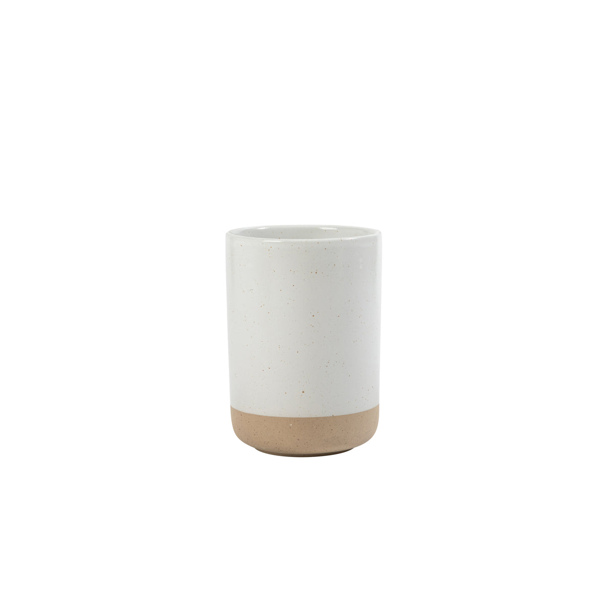 Gibson Elite Turtle Rock Kitchen Utensil Holder Set of 2, Ceramic Crock for Countertop, Spoon Caddy & Kitchen Counter Organizer, Taupe