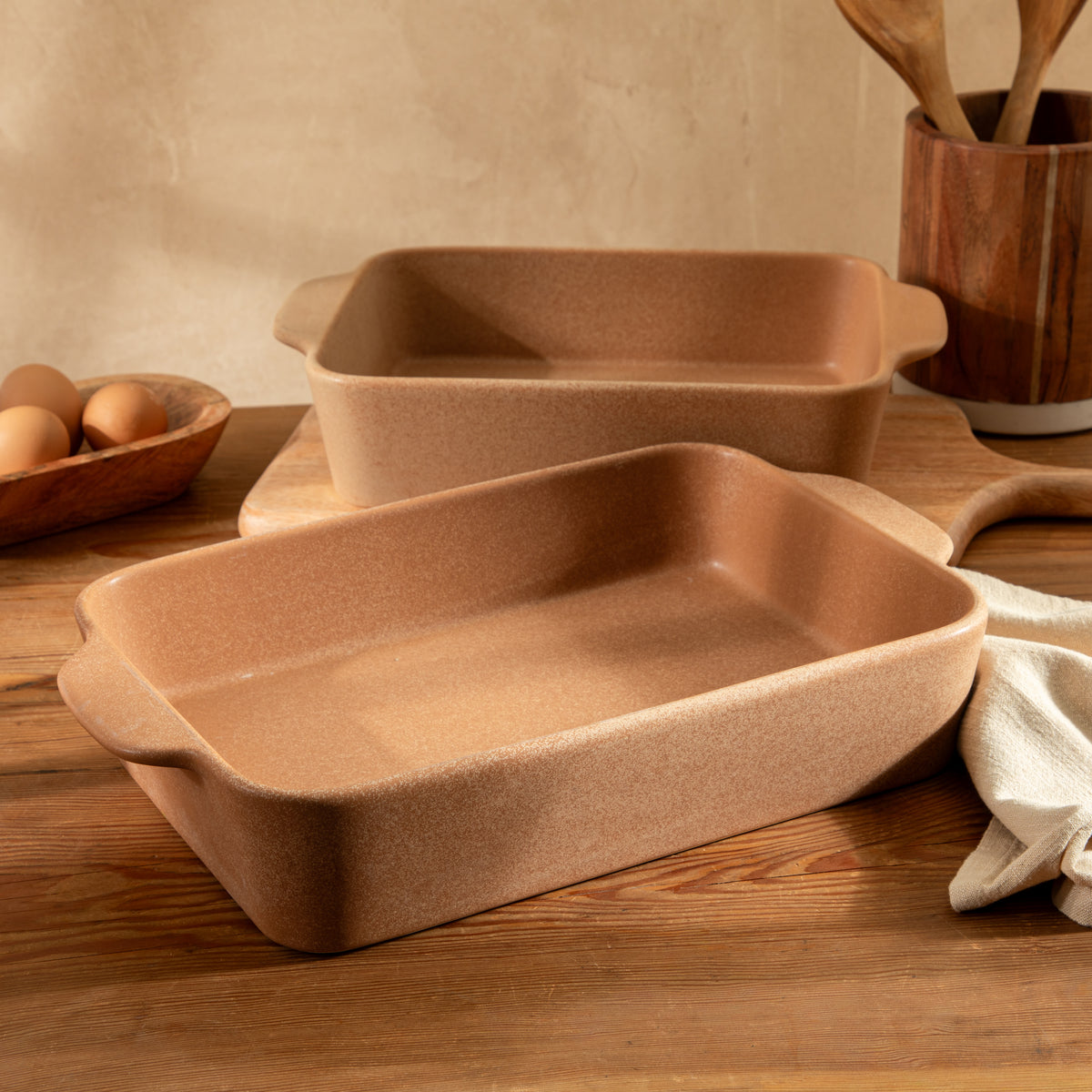 Gibson Elite Claybrook Stoneware Baking Dish Set, 3.6 and 4.8 Quart, 2 Piece