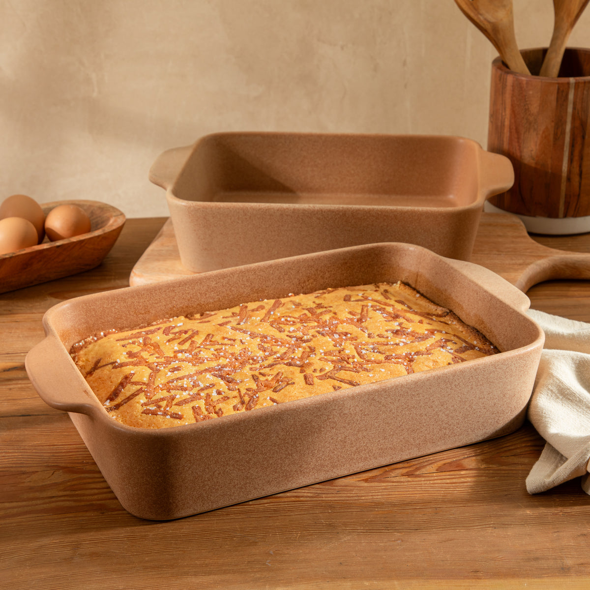 Gibson Elite Claybrook Stoneware Baking Dish Set, 3.6 and 4.8 Quart, 2 Piece