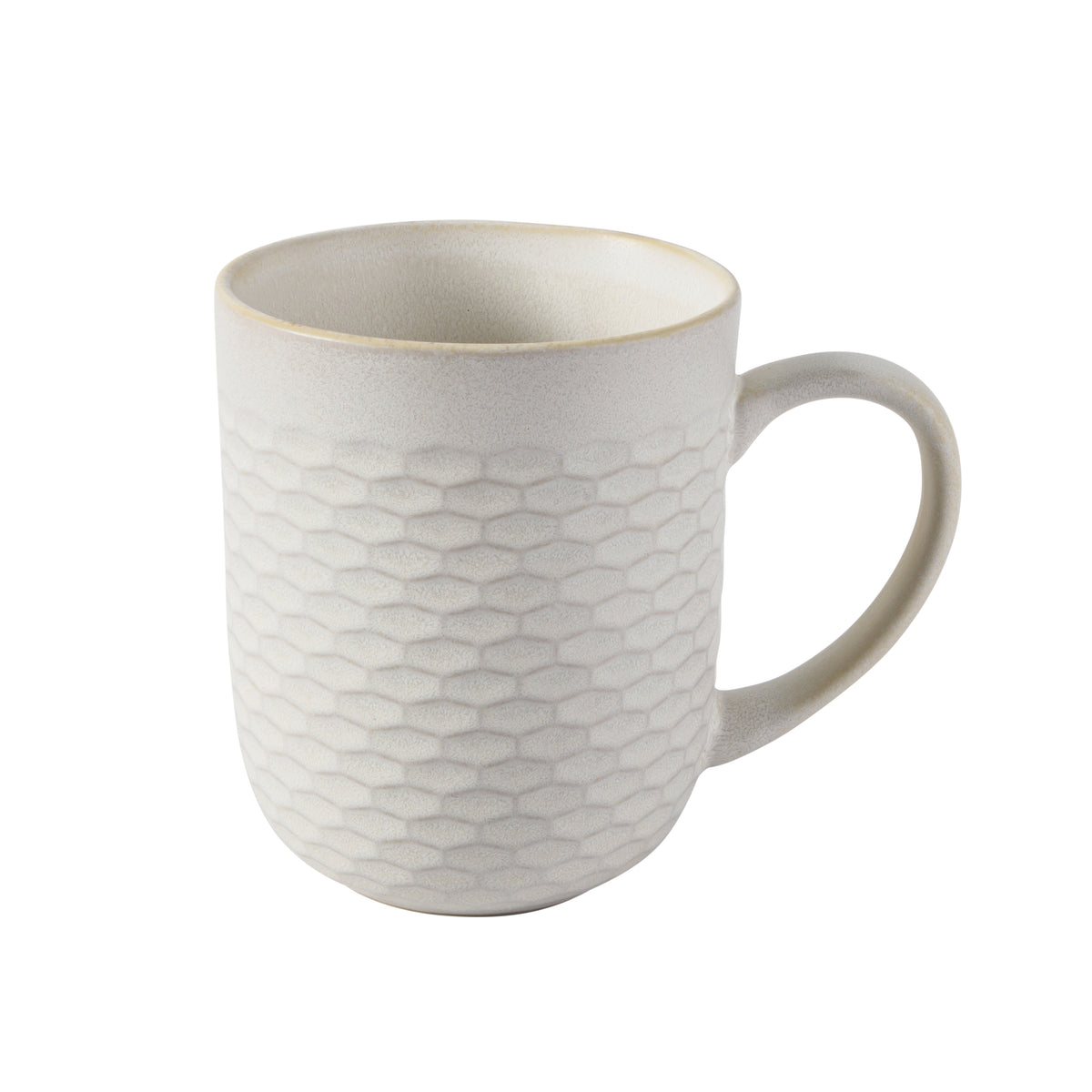 Gibson Home Vail Peaks 4-Piece 16 Oz Stoneware Coffee Mug Set, Cream Braided Embossed Mugs