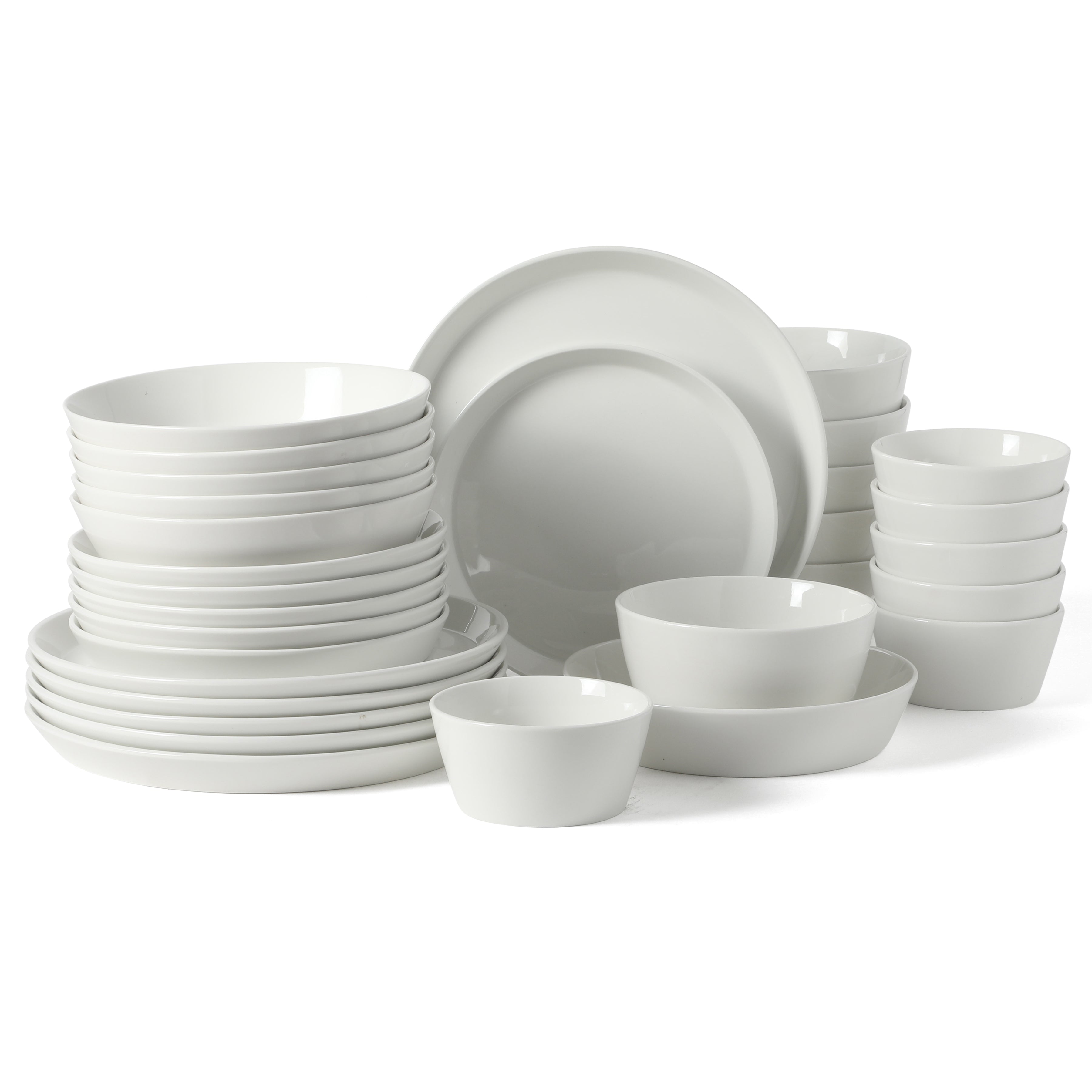 Martha Stewart Plates and Bowls Sets, 30-Piece Porcelain Dinnerware Set for 6,  Dinner Plates, Dessert Plates, Pasta Bowls, Cereal & Fruit Bowls