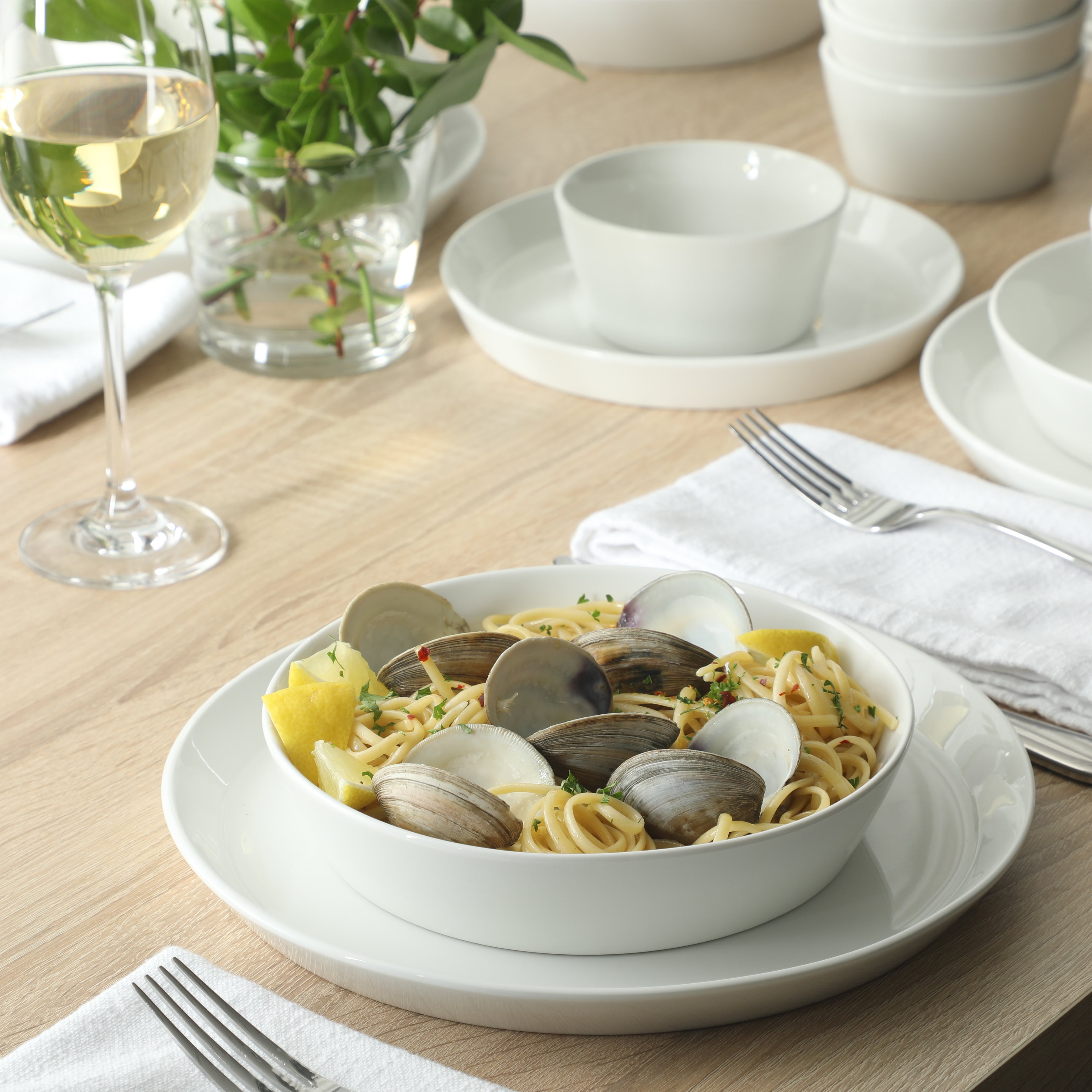 Martha Stewart Plates and Bowls Sets, 30-Piece Porcelain Dinnerware Set for 6,  Dinner Plates, Dessert Plates, Pasta Bowls, Cereal & Fruit Bowls