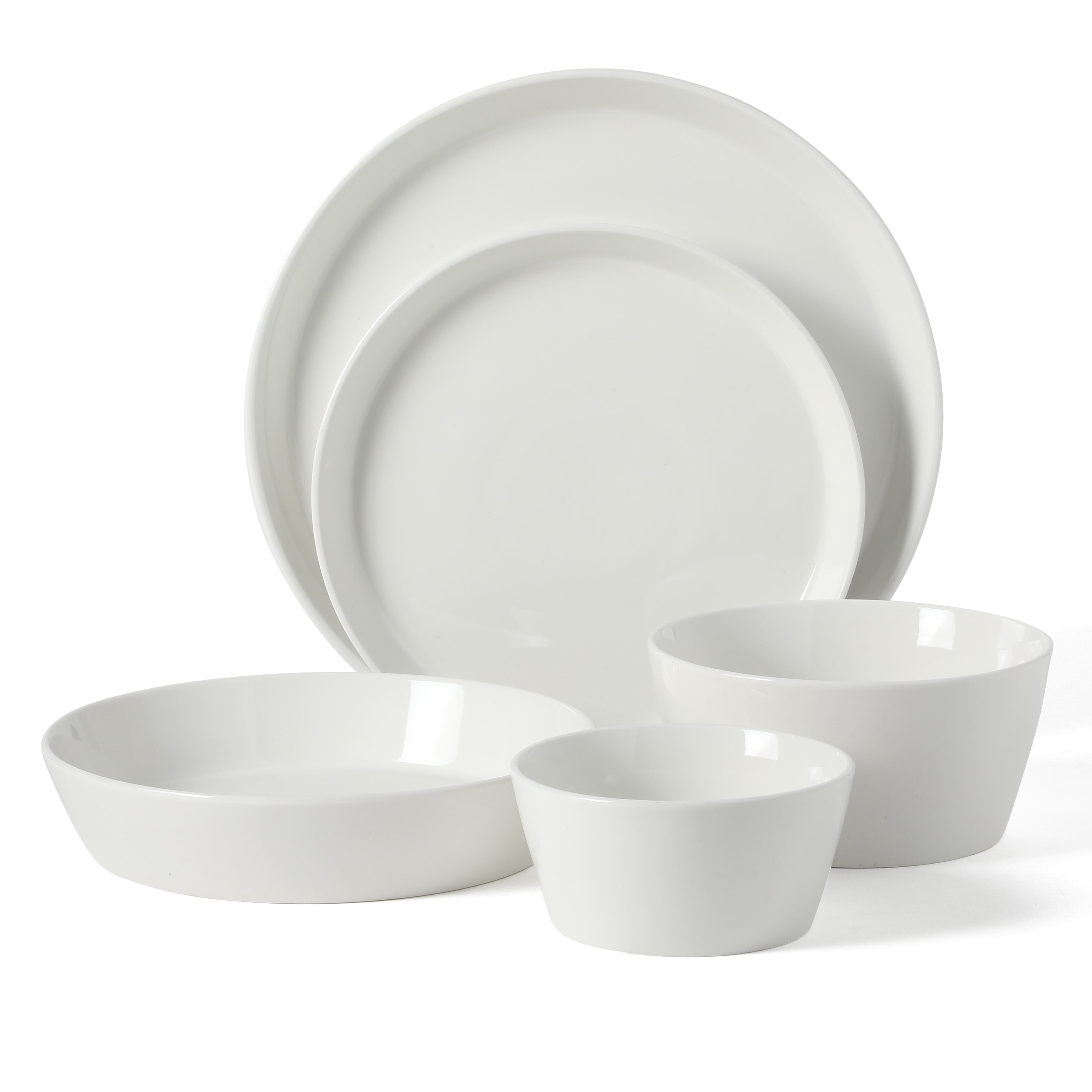 Martha Stewart Plates and Bowls Sets, 30-Piece Porcelain Dinnerware Set for 6, Dinner Plates, Dessert Plates, Pasta Bowls, Cereal & Fruit Bowls