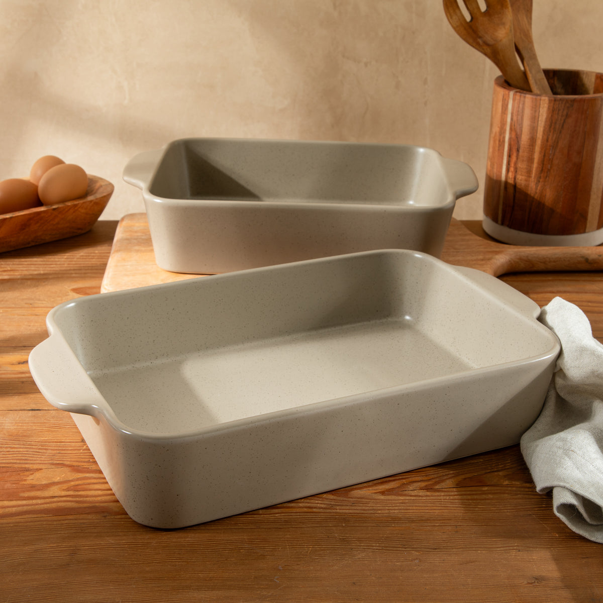 Gibson Elite Claybrook Stoneware Baking Dish Set, 3.6 and 4.8 Quart, 2 Piece