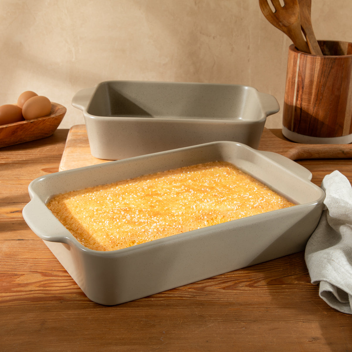 Gibson Elite Claybrook Stoneware Baking Dish Set, 3.6 and 4.8 Quart, 2 Piece