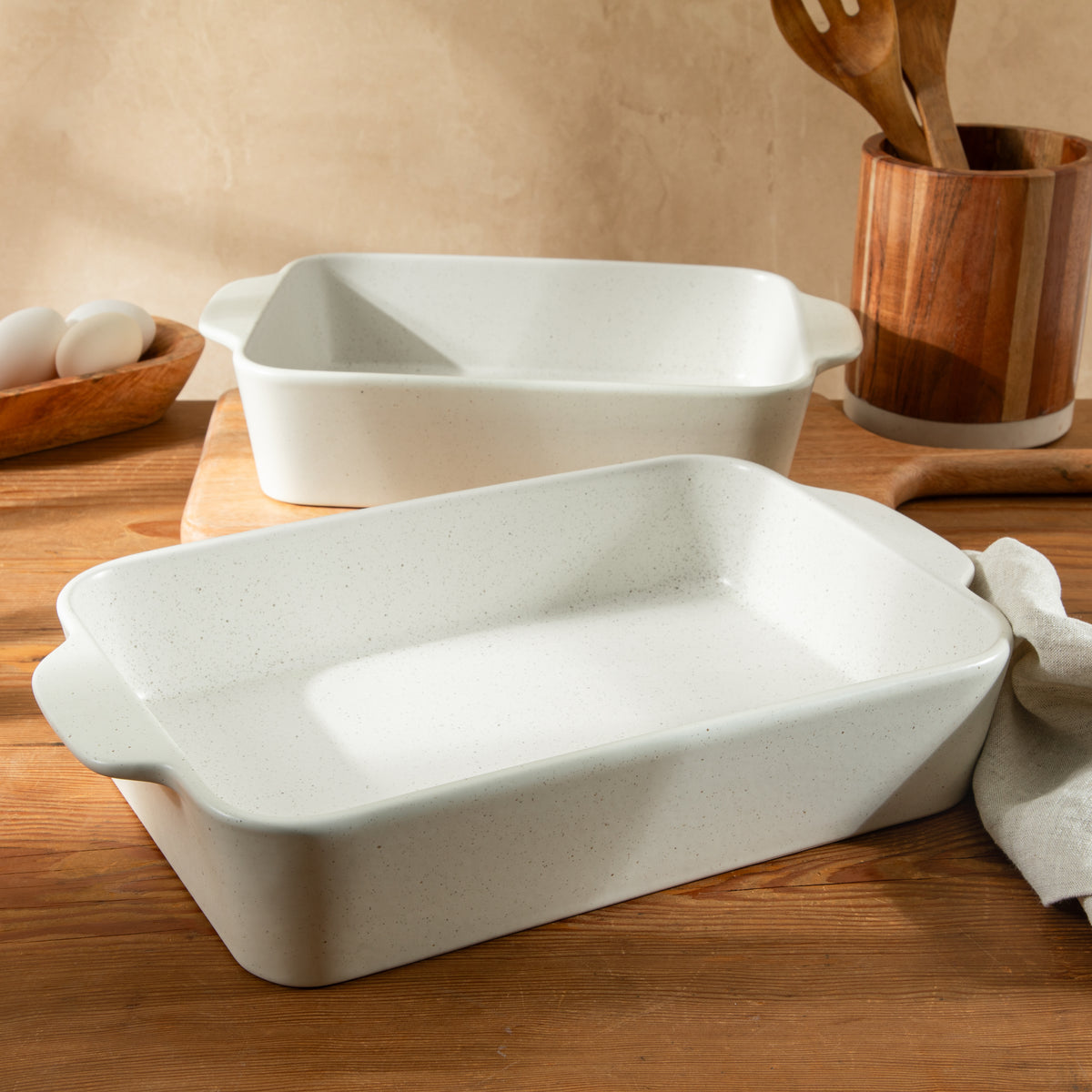 Gibson Elite Claybrook Stoneware Baking Dish Set, 3.6 and 4.8 Quart, 2 Piece