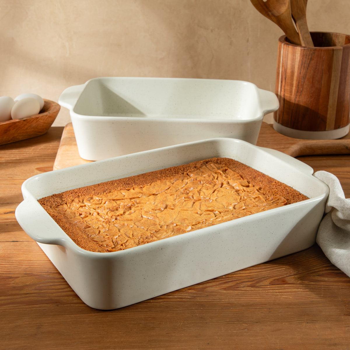 Gibson Elite Claybrook Stoneware Baking Dish Set, 3.6 and 4.8 Quart, 2 Piece