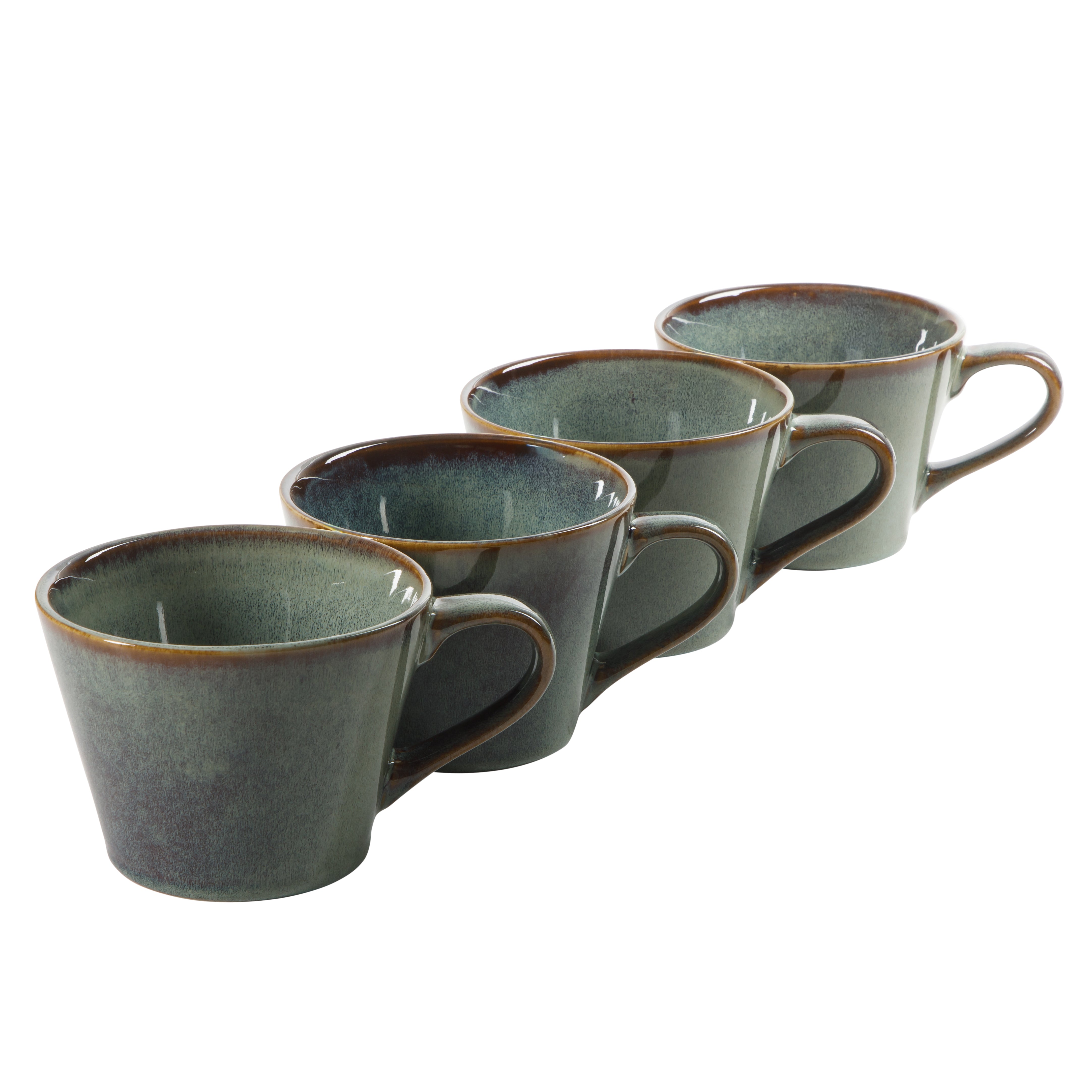 Gibson Elite Coffee Mugs Set of 4, 22 oz Large Blue Stoneware Cups, Reactive Glaze, Chip Resistant, Dishwasher, Oven & Microwave Safe