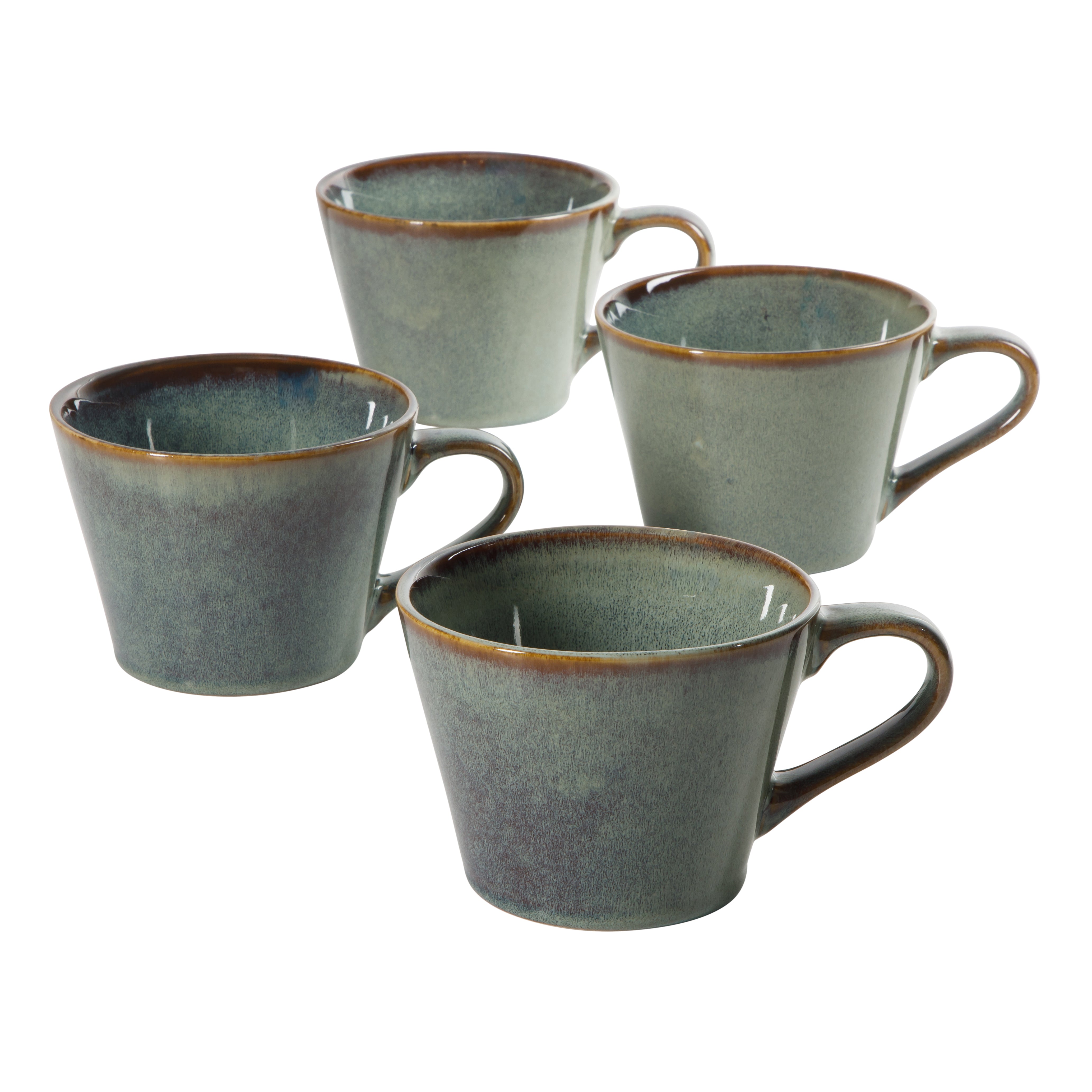 Gibson Elite Coffee Mugs Set of 4, 22 oz Large Blue Stoneware Cups, Reactive Glaze, Chip Resistant, Dishwasher, Oven & Microwave Safe