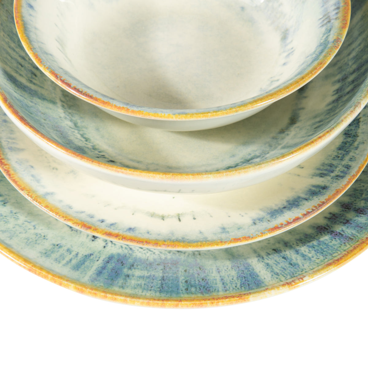 Gibson Elite Quail Hill Stoneware Dinnerware Set, Blue, Service for 4, 16 Piece
