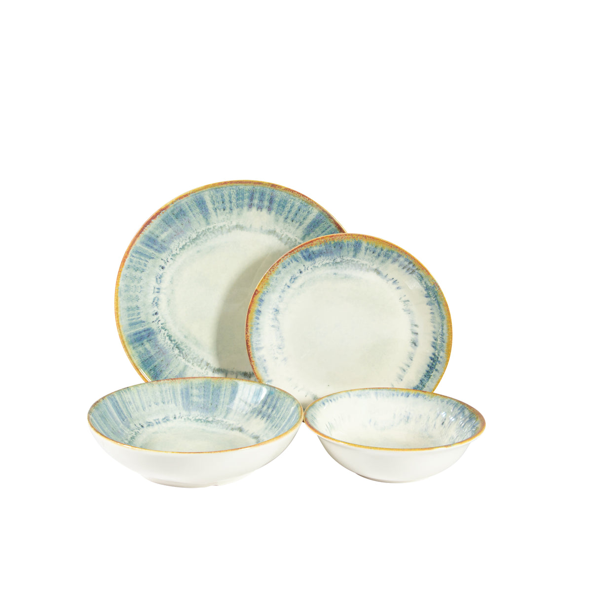 Gibson Elite Quail Hill Stoneware Dinnerware Set, Blue, Service for 4, 16 Piece