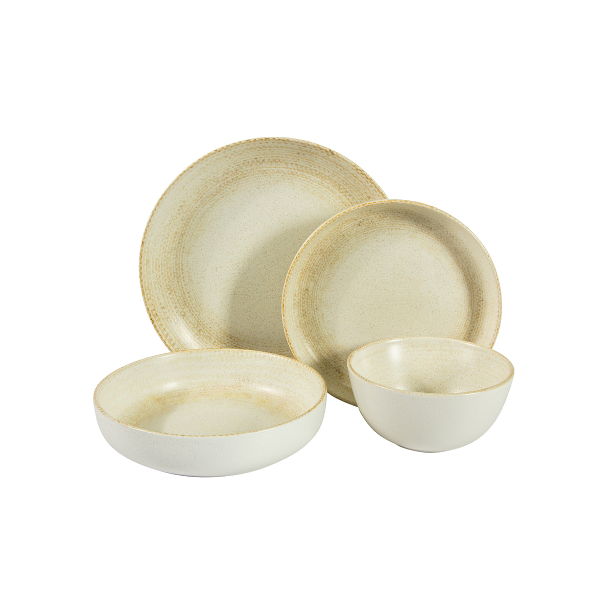 Gibson Elite Quail Hill Stoneware Dinnerware Set, Cream, Service for 4, 16 Piece