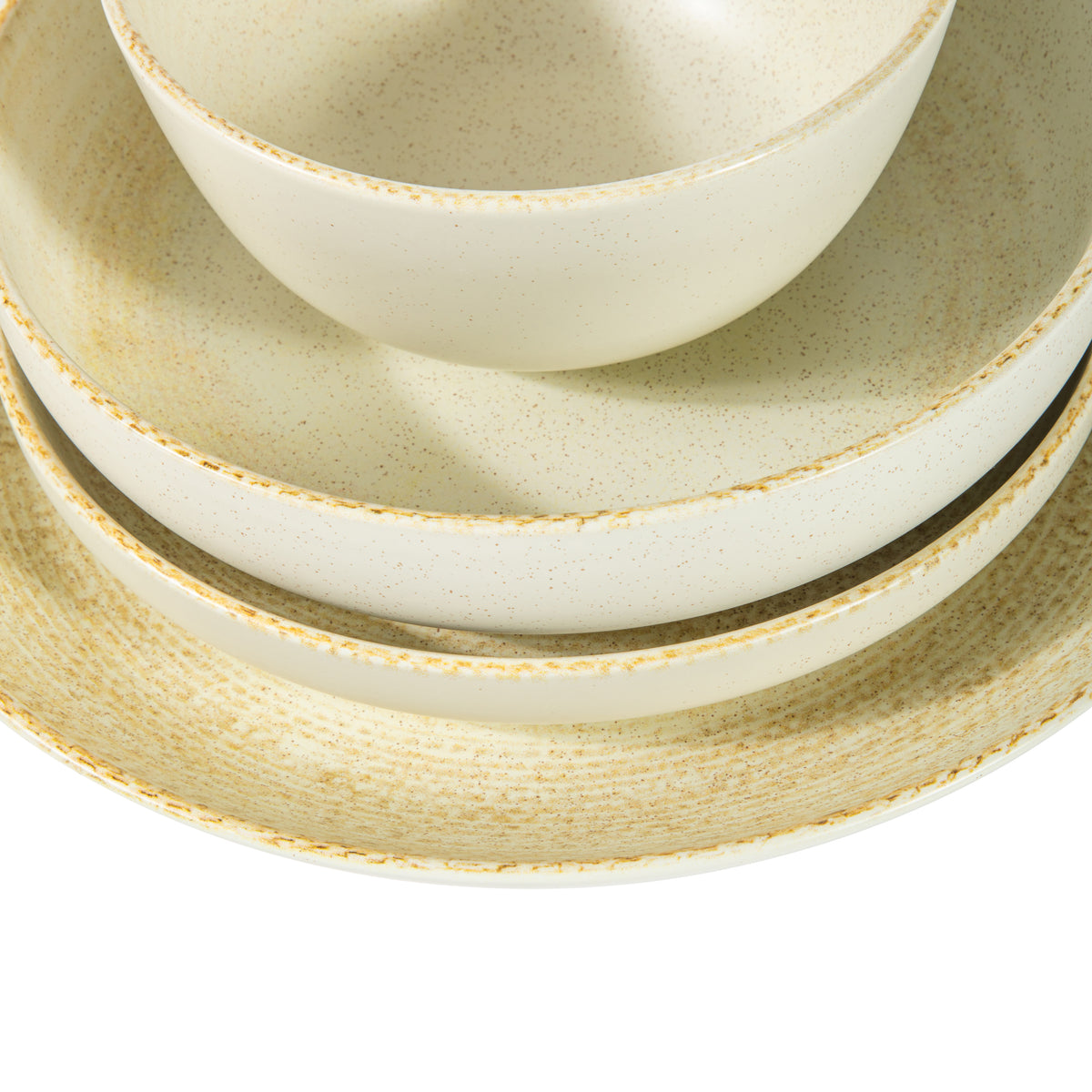 Gibson Elite Quail Hill Stoneware Dinnerware Set, Cream, Service for 4, 16 Piece