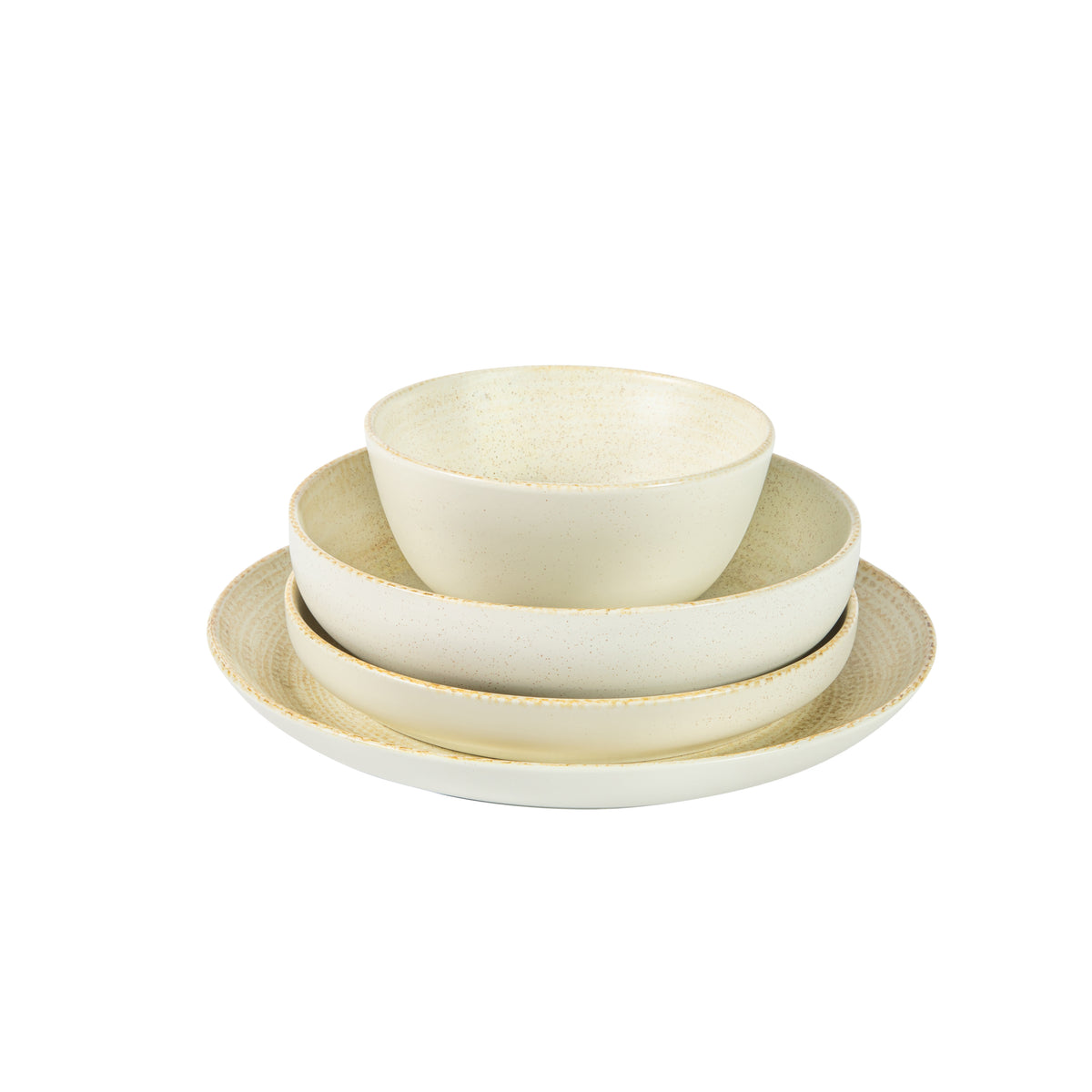 Gibson Elite Quail Hill Stoneware Dinnerware Set, Cream, Service for 4, 16 Piece