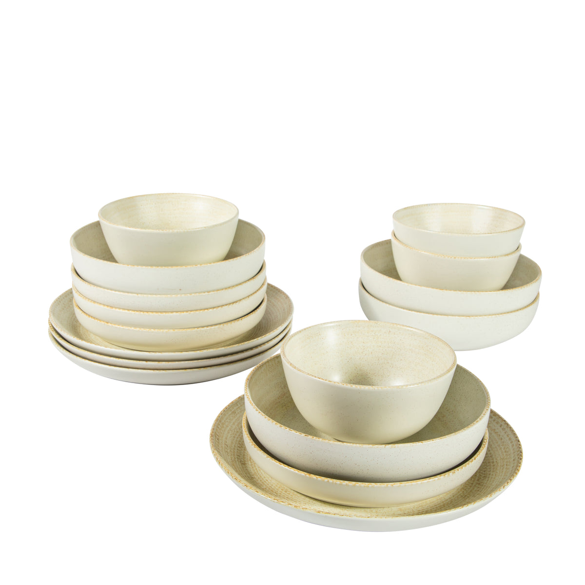 Gibson Elite Quail Hill Stoneware Dinnerware Set, Cream, Service for 4, 16 Piece