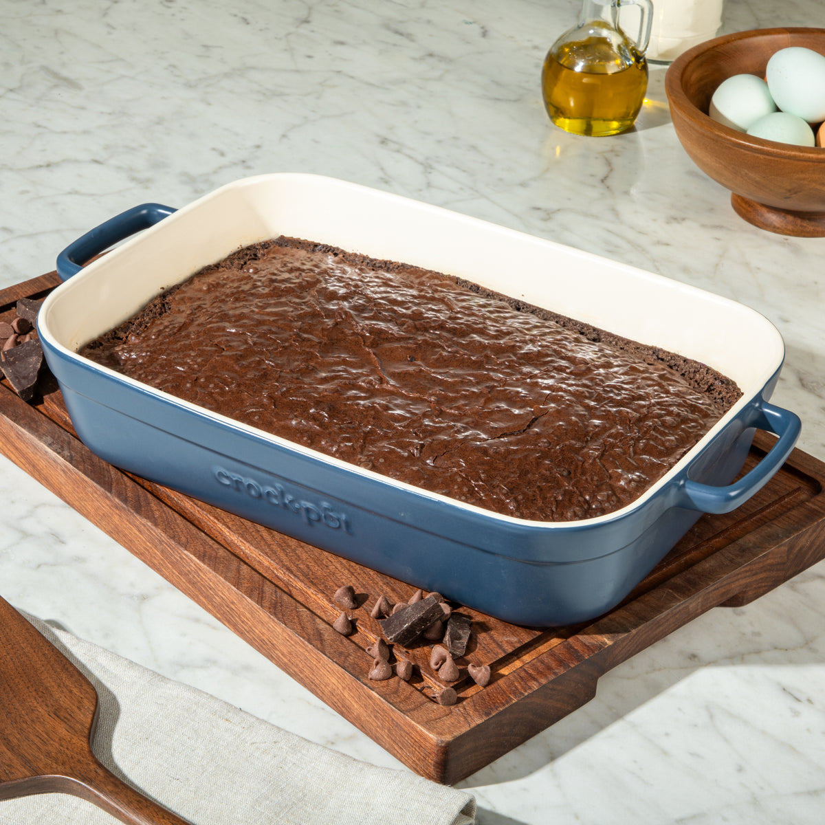 Crock-Pot Southvale 4.4 Quart Stoneware Casserole Dish, 9 x 13 Inch Lasagna Pan